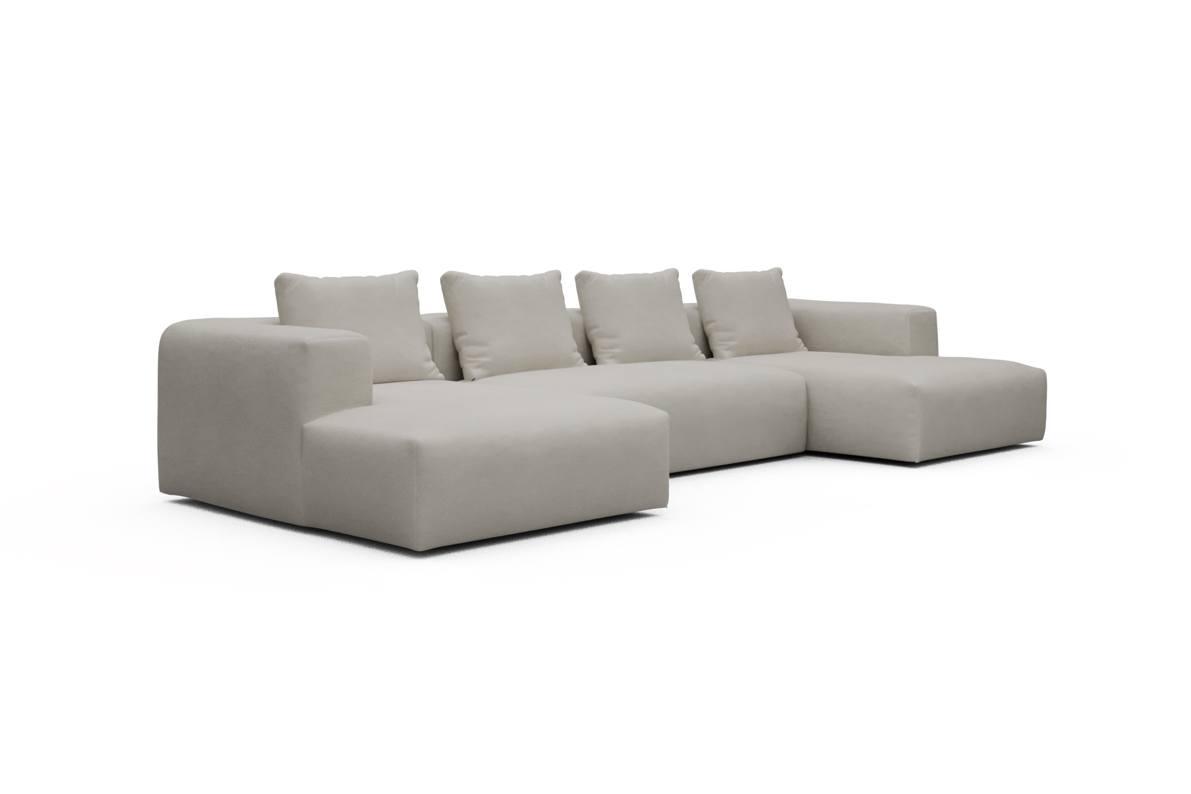 Wohnlandschaft Fred mit 2-Sitzer und Chaiselongue beidseitig Denari-Clean-Beige