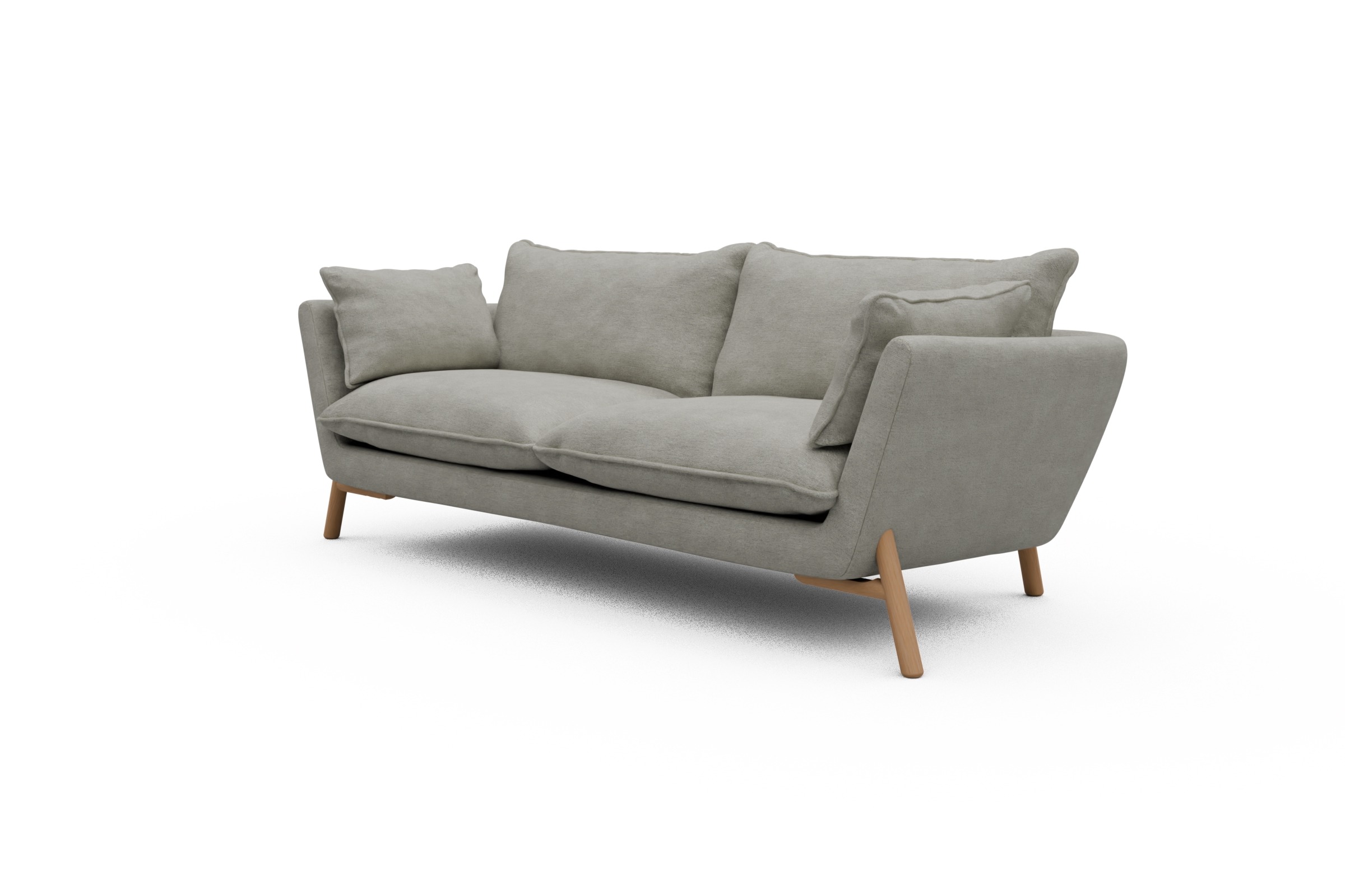 Sofa Emil PREMIUM 3-Sitzer Beinfarbe Eiche Natur Carreno-Moon-Stone-White