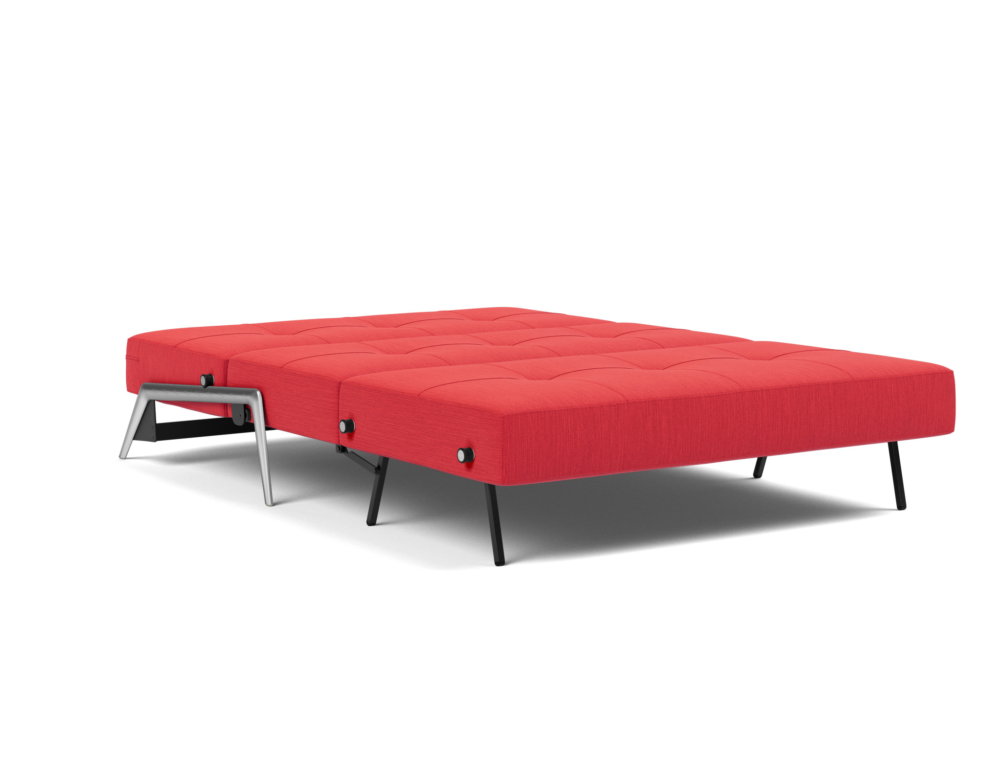 Schlafsofa Cubed 140 Flachgewebe Elegance 511-Red Beine Aluminium
