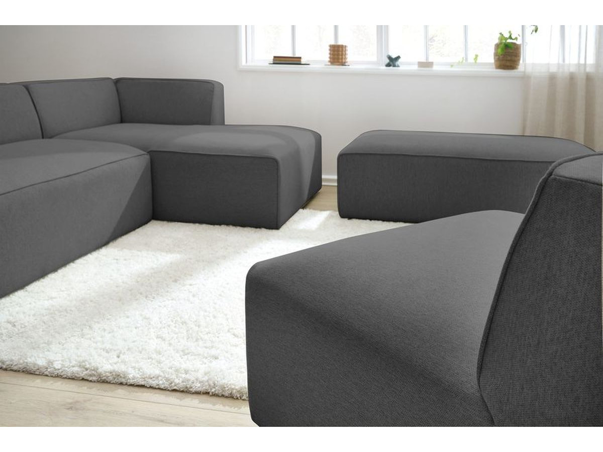 Bobochic Megeve Ecksofa mit Pouf Melange-Stoff Dunkelgrau Ecke rechts