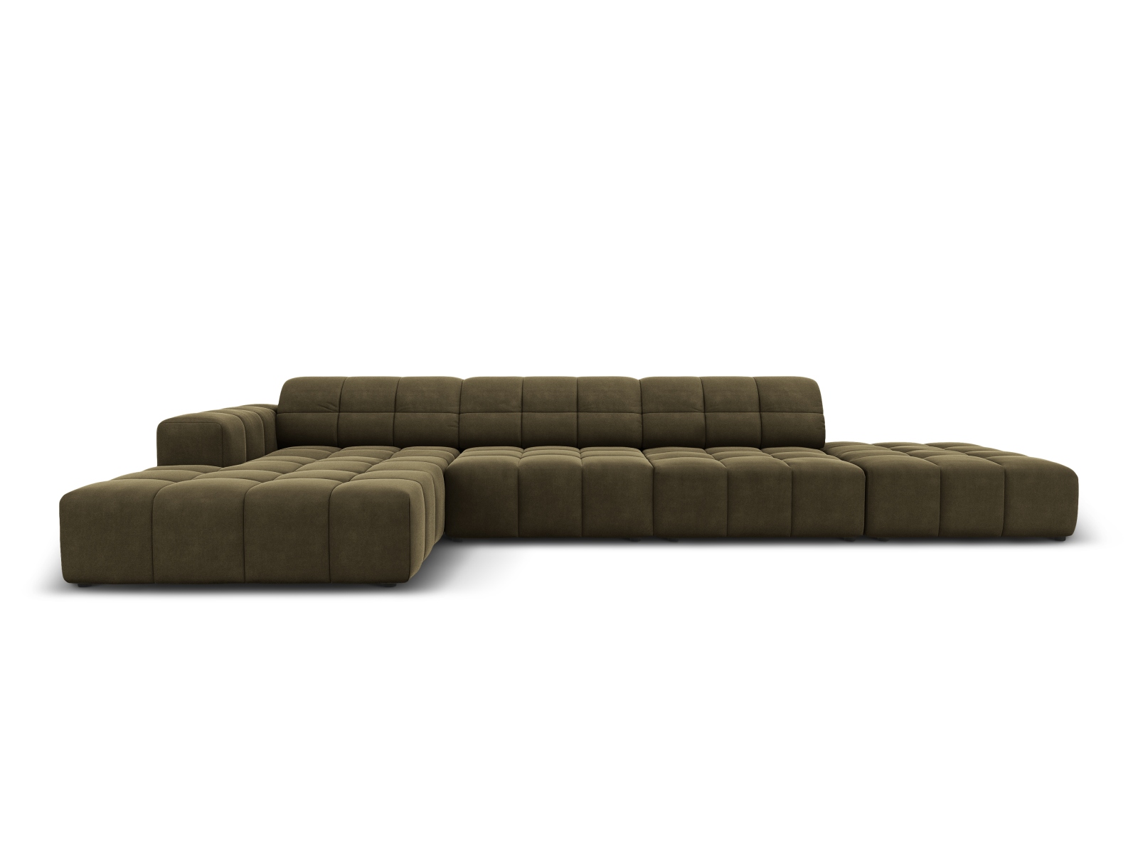 Cosmopolitan Design Ecksofa Chicago 5-Sitzer offen Samt Bluvel Grün Links