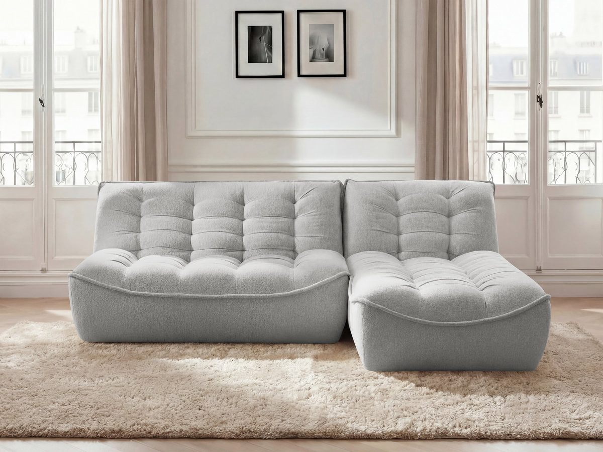 Bobochic Serena Ecksofa Melange-Stoff Hellgrau
