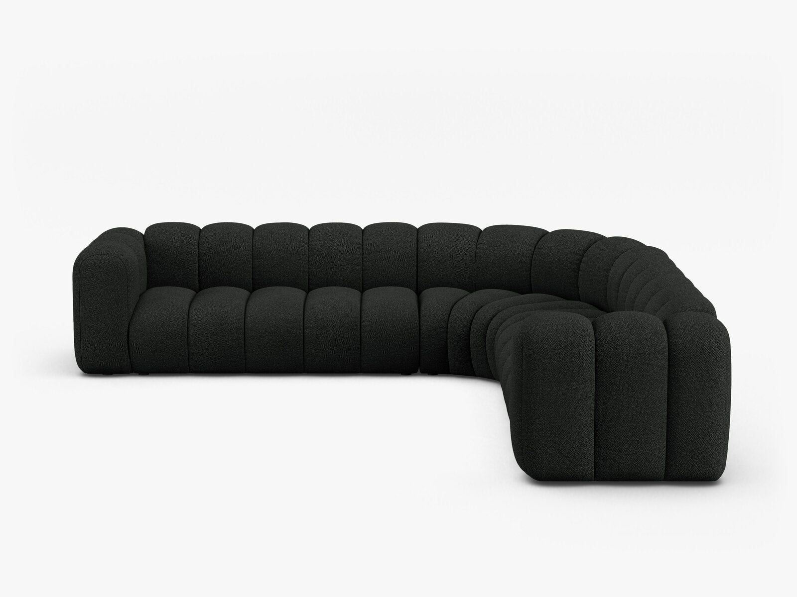 Micadoni symmetrisches Ecksofa Lupine 5-Sitzer  Boucle Baloo Schwarz