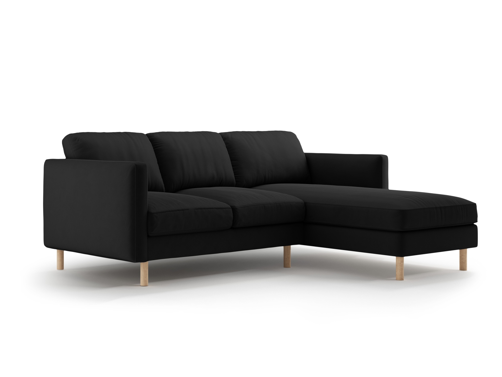 Micadoni Ecksofa Eden 3-Sitzer Rechts Samt Schwarz