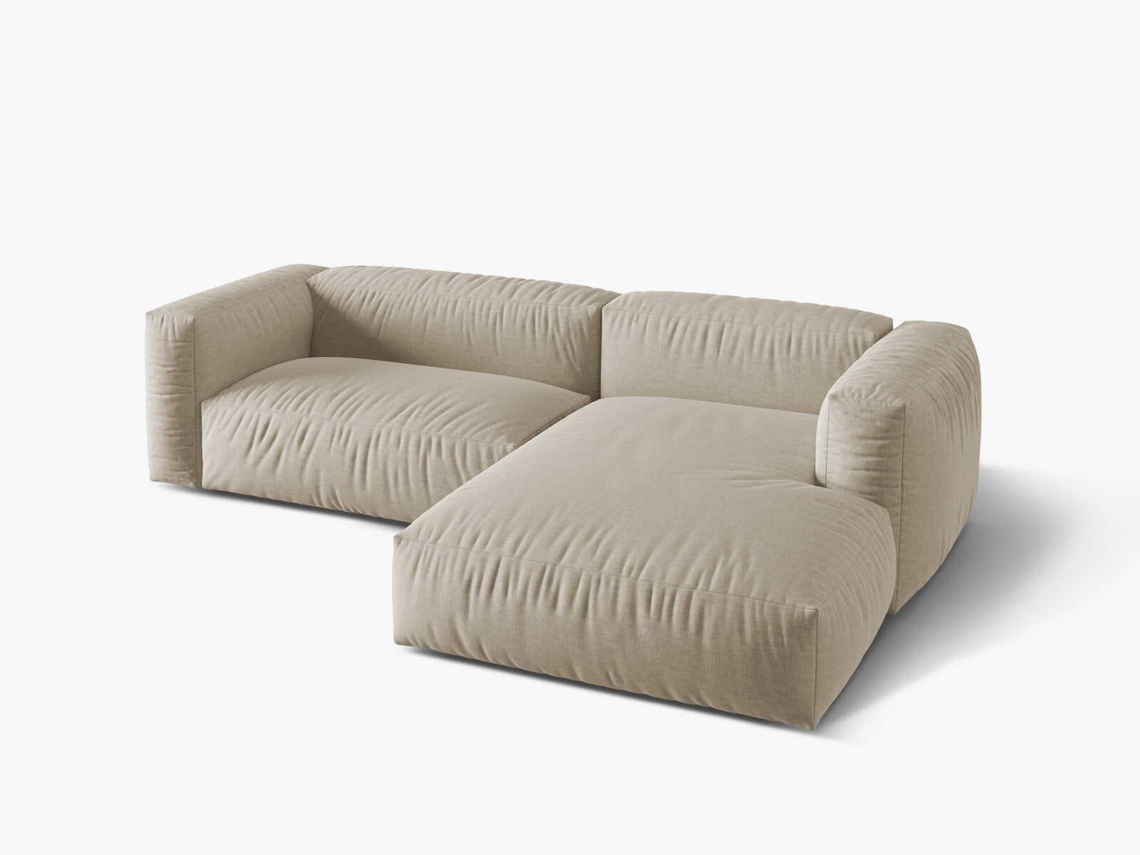 Micadoni Ecksofa Martina 2-Sitzer Rechts Strukturierter Stoff Boston Helles Beige