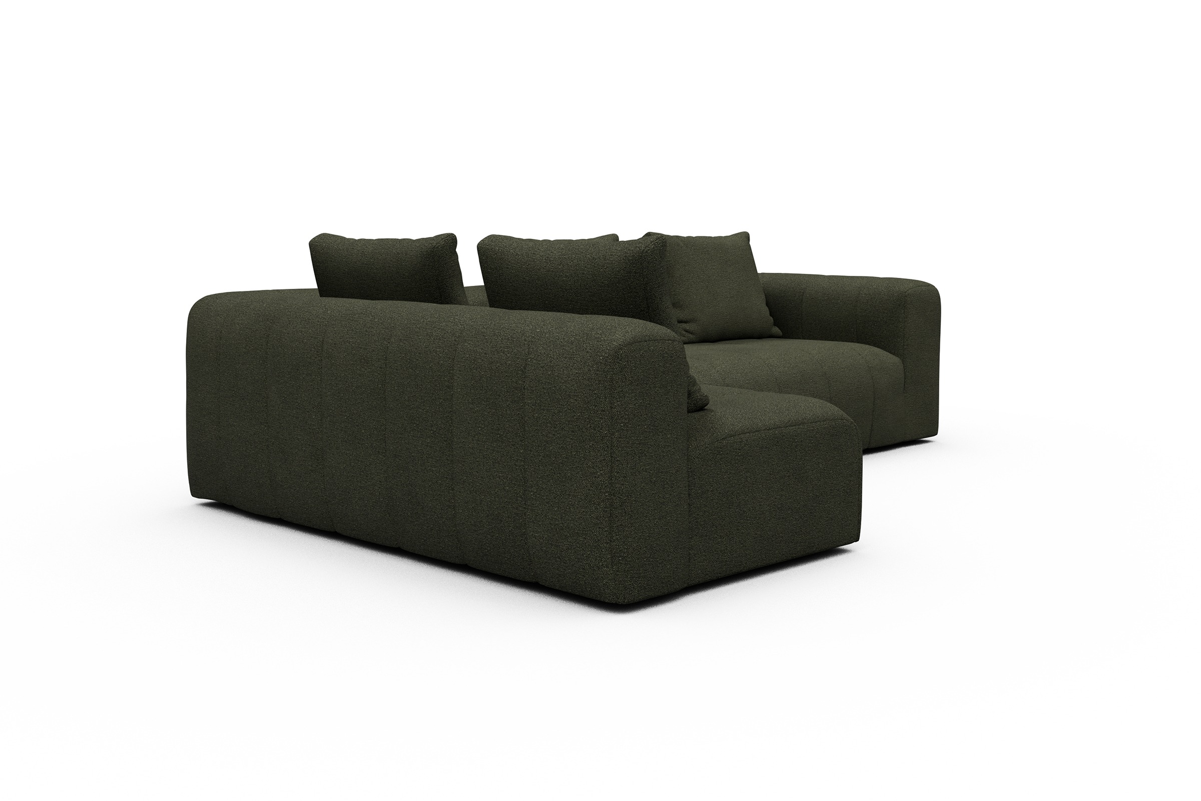 Ecksofa Hugo 2x 2,5-Sitzer Armlehne rechts Boucle-Forest-Green