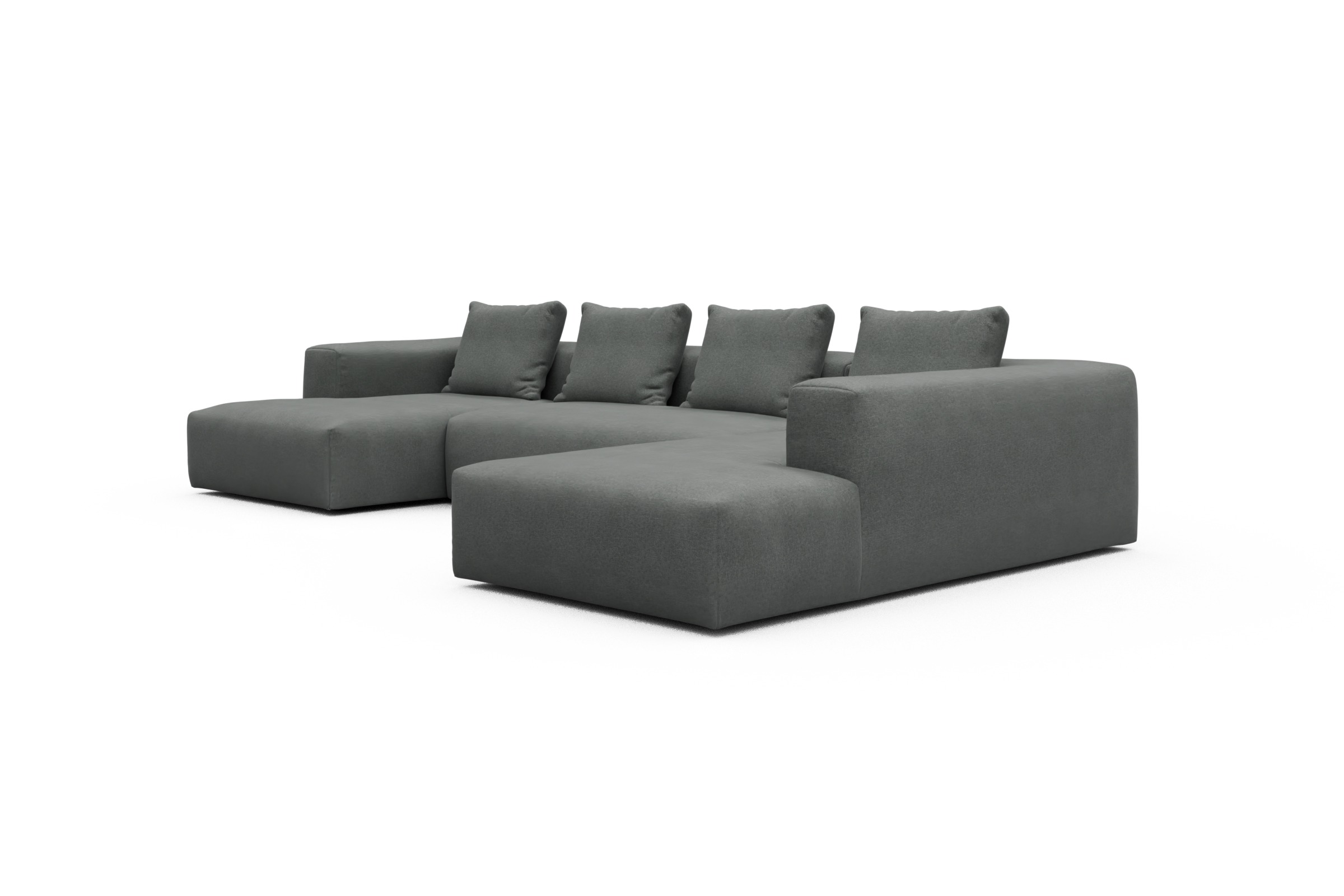 Wohnlandschaft Fred Relax-Ecke rechts mit 2-Sitzer und Chaiselongue links Satya-Steel