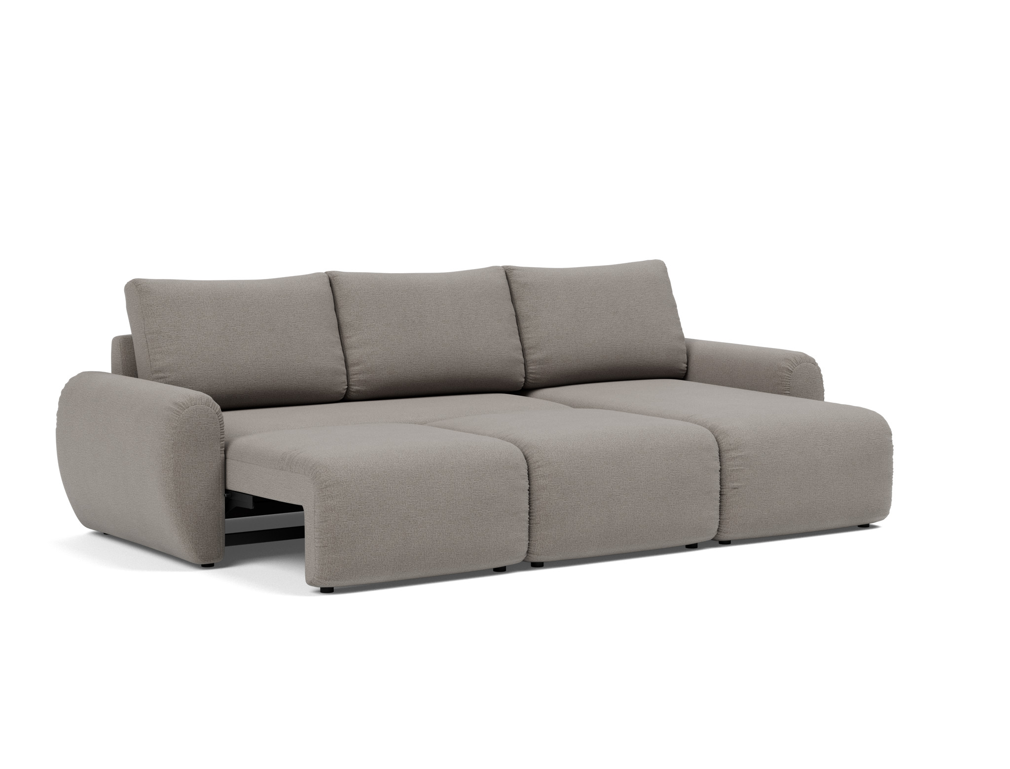Schlafsofa Norum mit Chaiselongue und Curve-Armlehnen Flachgewebe Mixed Dance 521-Grey