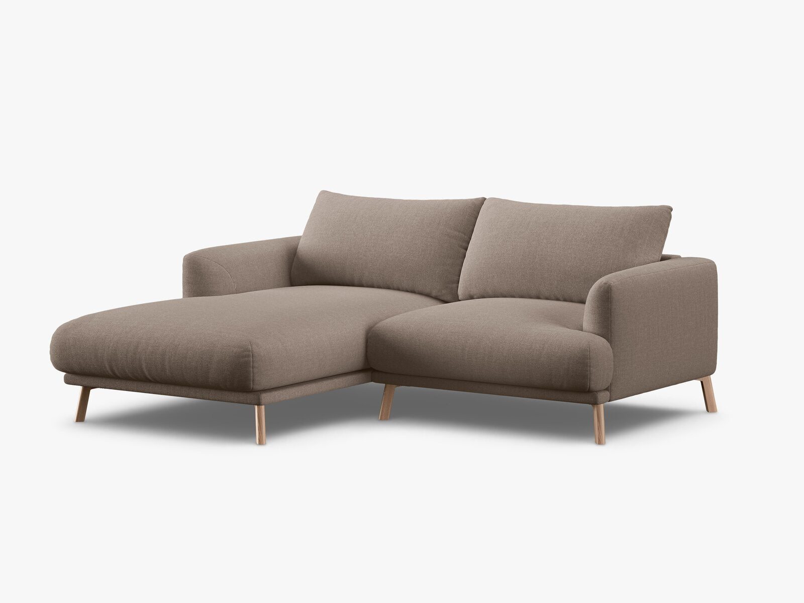 Micadoni Ecksofa Naomi 3-Sitzer kleine Version Links Strukturierter Stoff Liberty Cappuccino