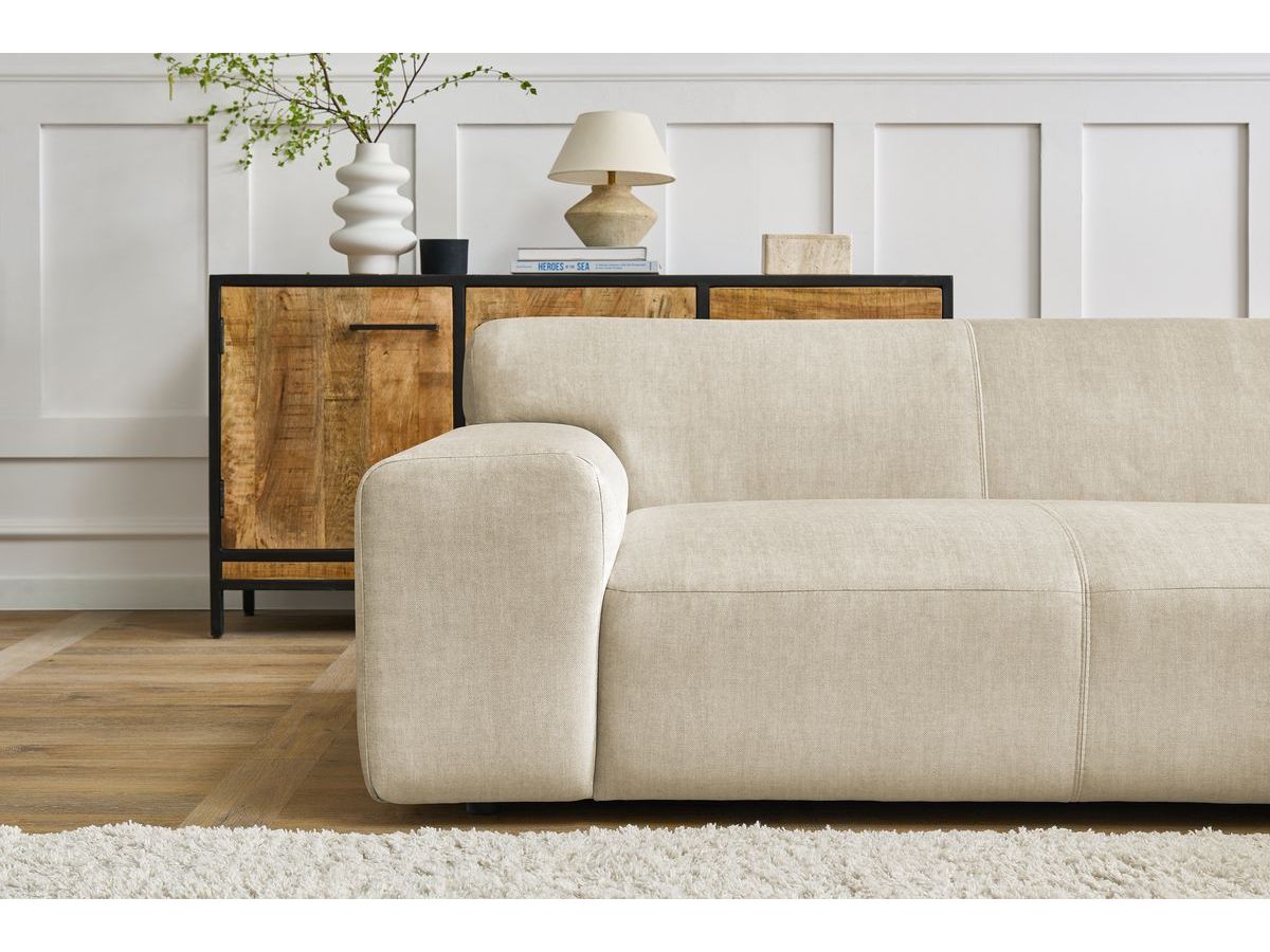 Bobochic Lavena Ecksofa 272 × 220 cm Samt Beige Ecke rechts