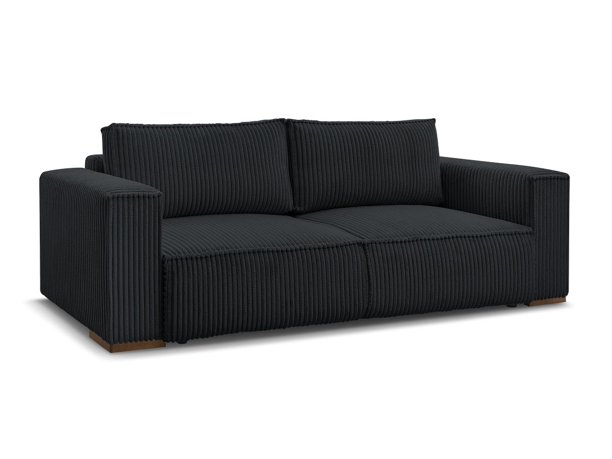 Bobochic Chelsea Schlafsofa 3-Sitzer mit Bettkasten Breitcord weich Schwarz