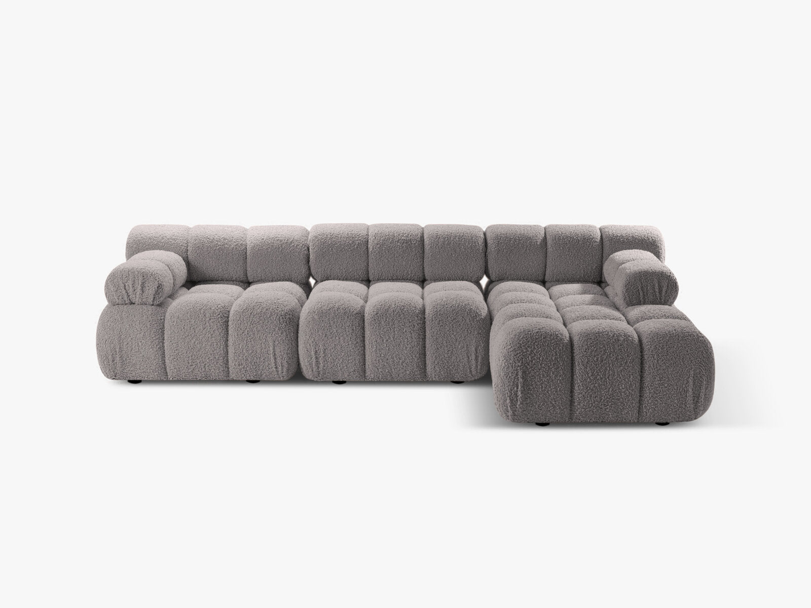 Micadoni Modulares Ecksofa Bellis 4-Sitzer Rechts Boucle Rolf Hellgrau