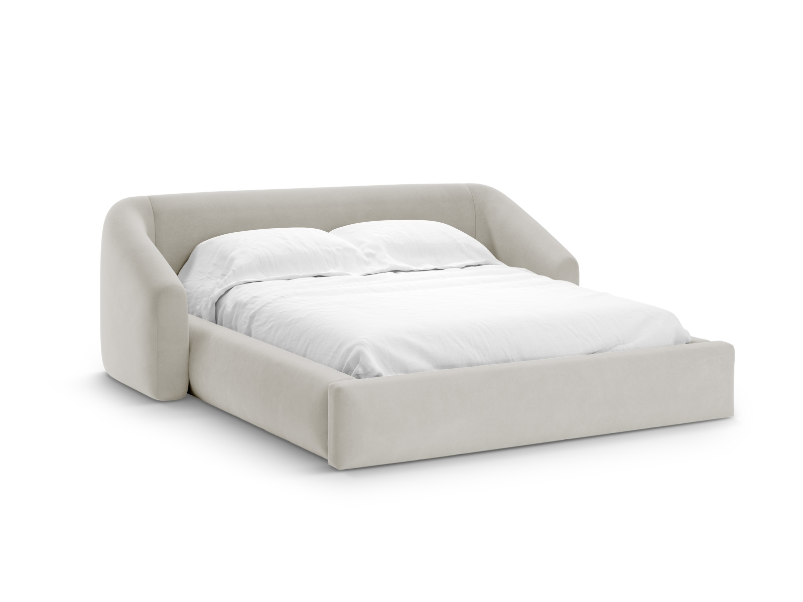 Cosmopolitan Design Stauraumbett mit Kopfteil Campi 200x200 Samt Bluvel Dunkelbeige