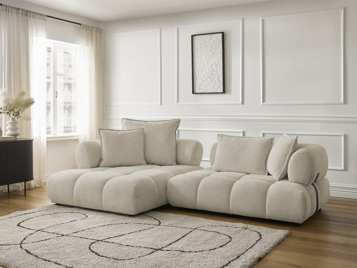 Bobochic Alya Ecksofa Bouclé-Stoff Beige Ecke links