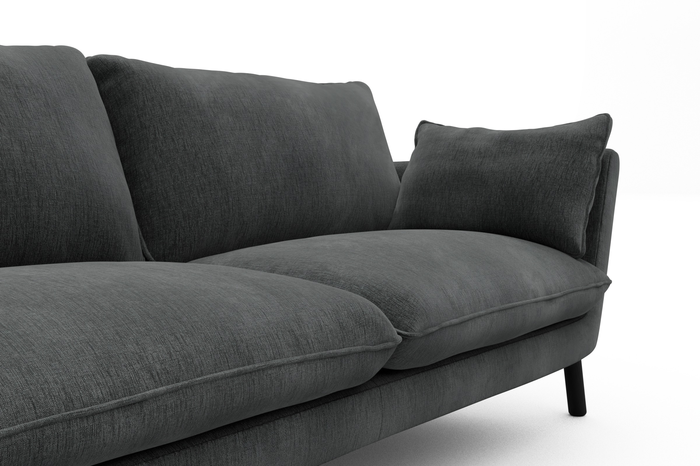 Sofa Emil 2-Sitzer Beinfarbe Eiche Schwarz Smooth-Deep-Warm-Grey