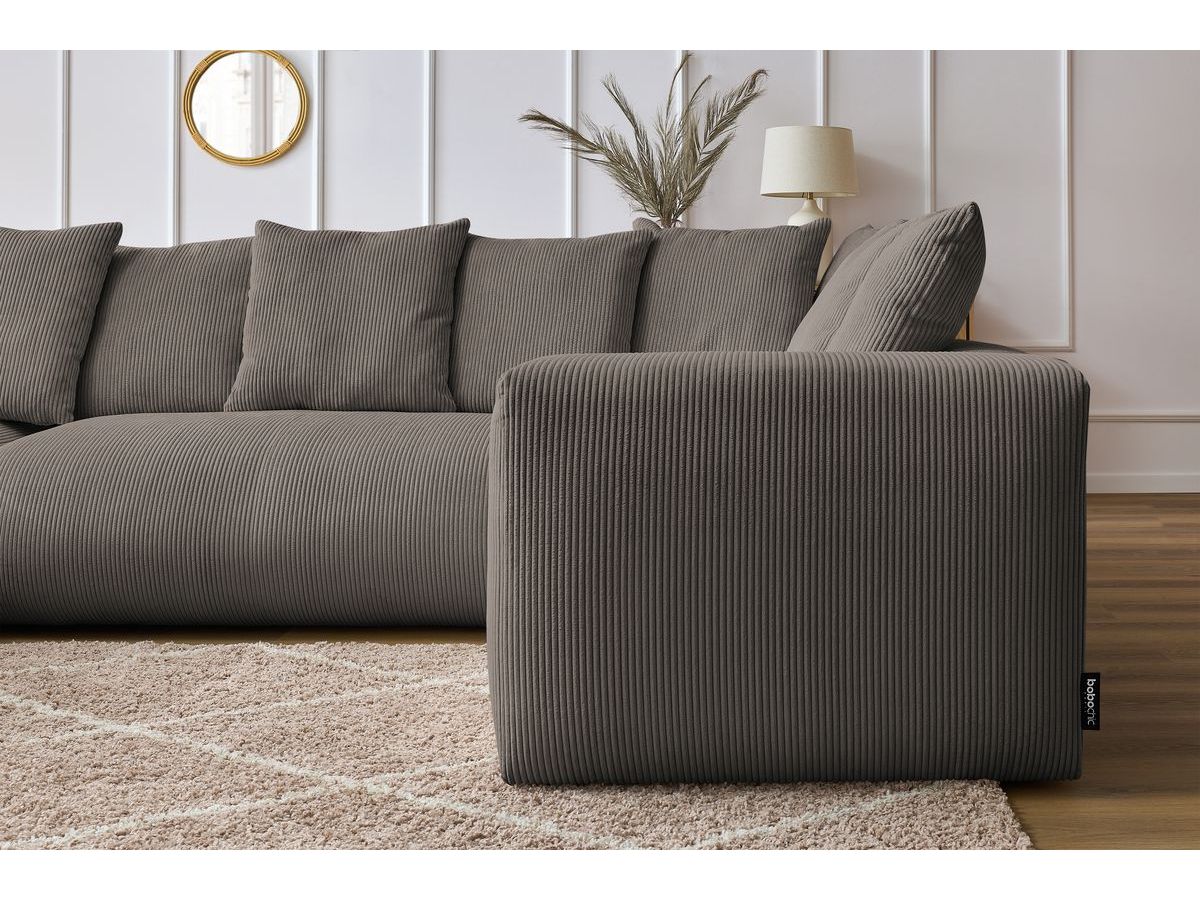 Bobochic Voltaire Wohnlandschaft 356 × 214 cm Cordsamt Taupe Ecke links