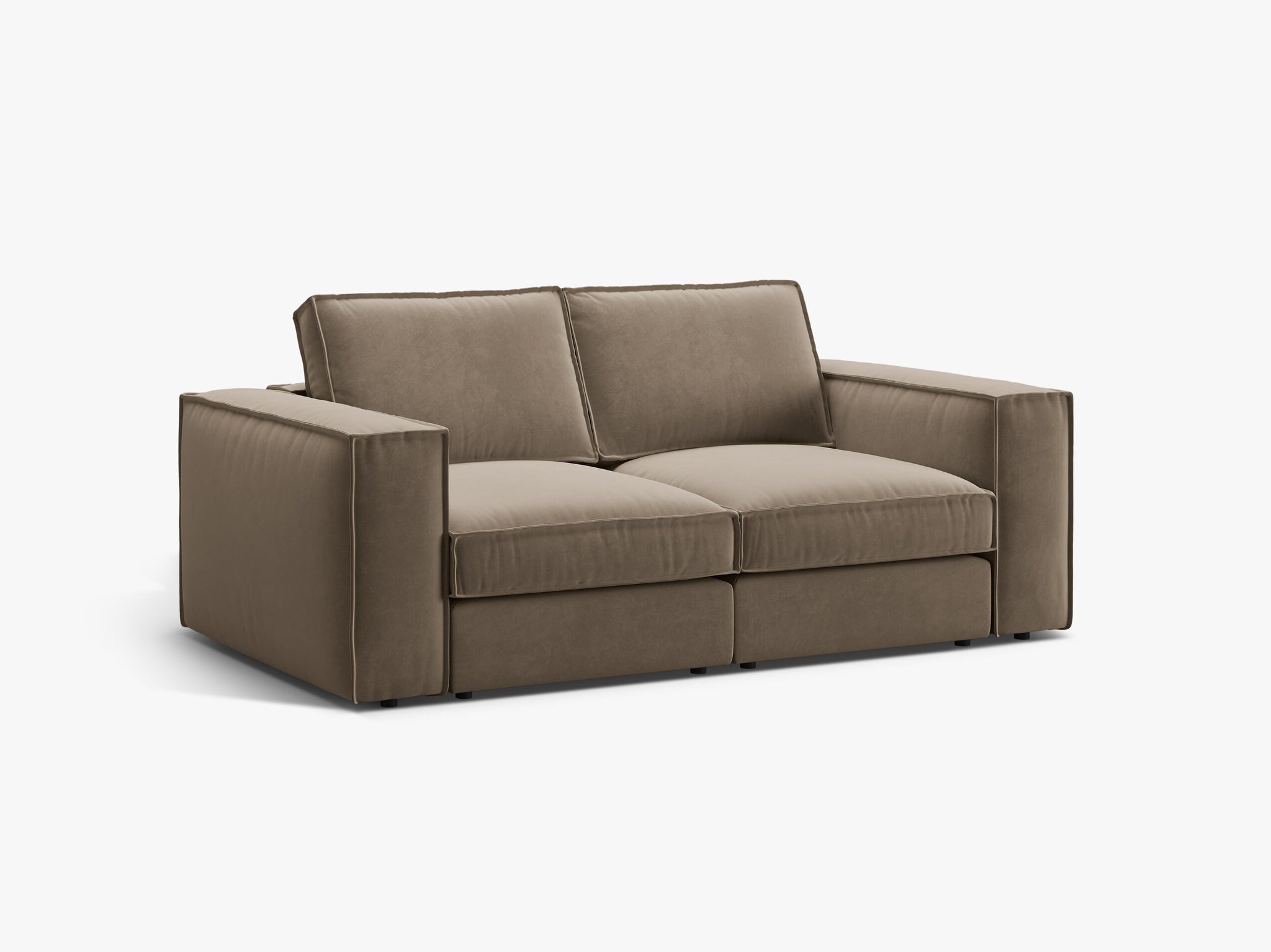 Micadoni modulares Sofa Pola 2-Sitzer Samt Salvador Grau Braun
