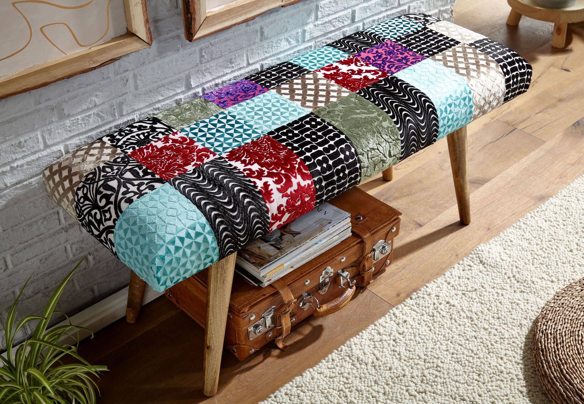 Sitzbank Hjalteyri Samt Bunt 117 × 38 × 51 cm