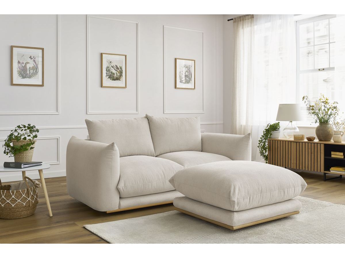 Bobochic Ernest Sofa 3-Sitzer mit Pouf 193 × 106 cm Stoff Beige