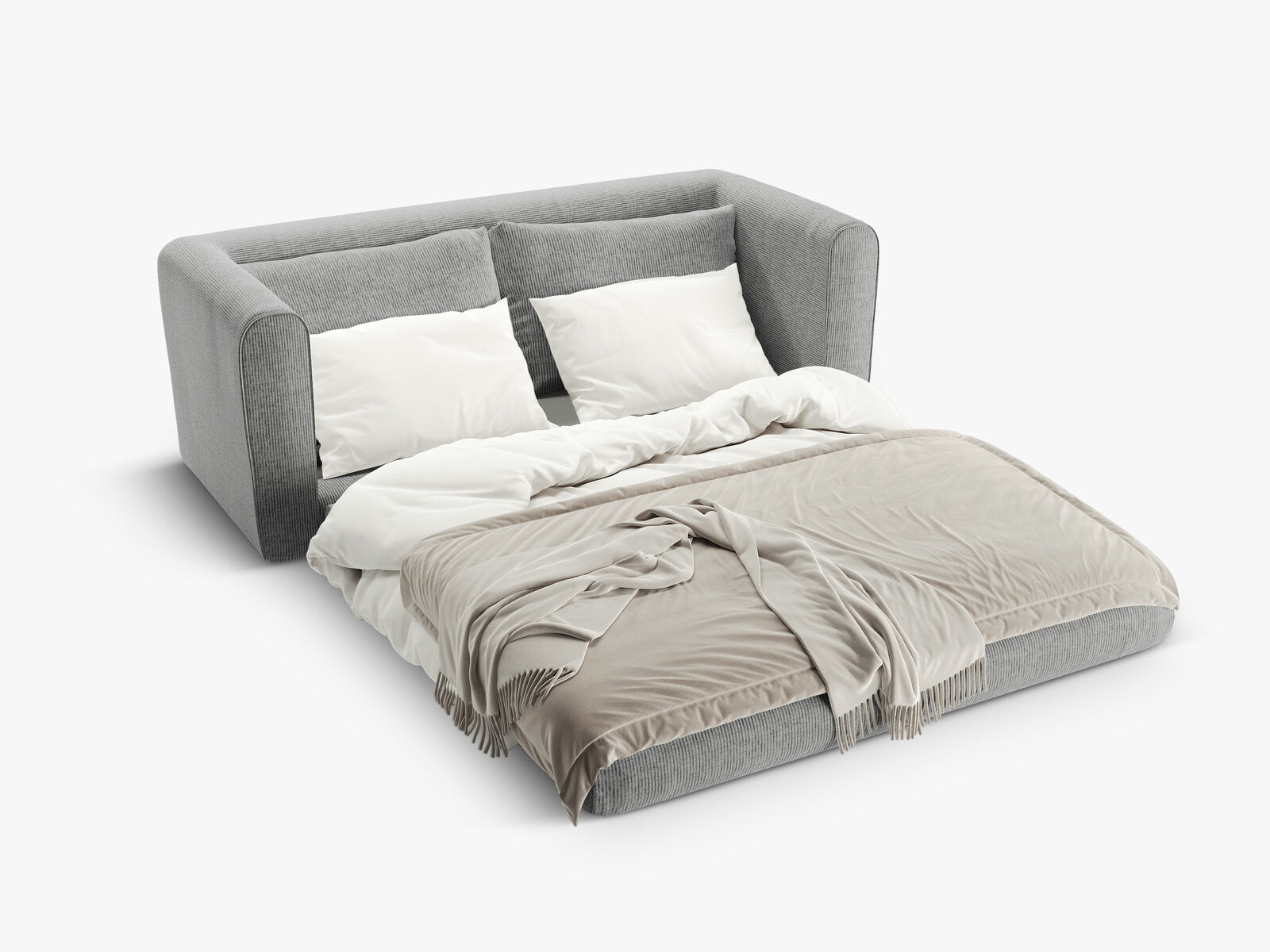 Micadoni Sofa Lido 2-Sitzer Strukturierter Stoff Warmes Grau