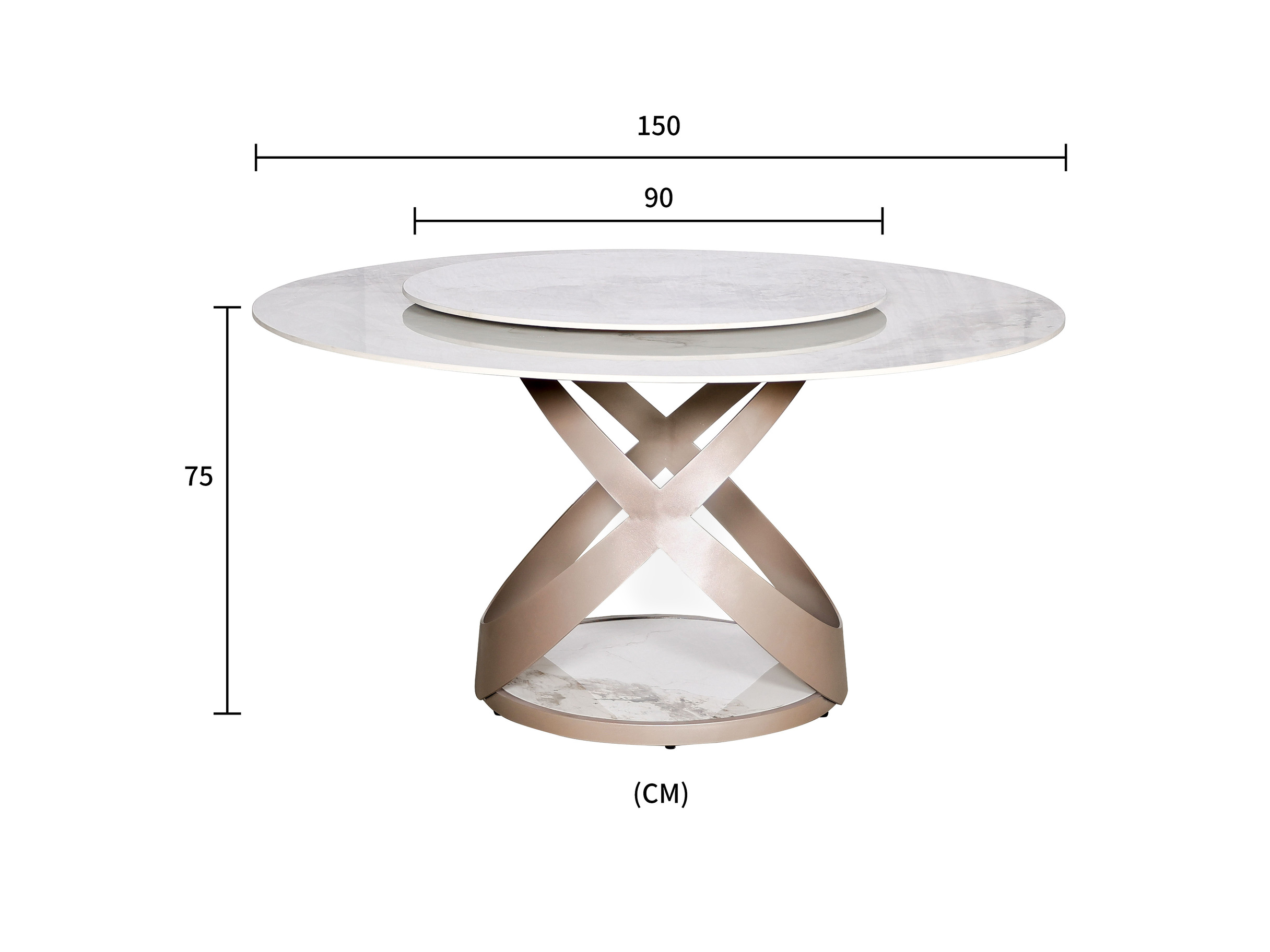 Livin Hill Esstisch 150cm Modig Roségoldene Basis, weiße Tischplatte M44
