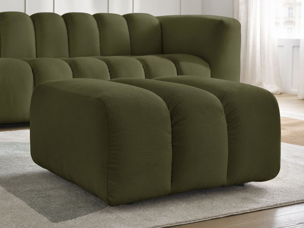 Bobochic Talia Sofa 3-Sitzer mit Pouf Melange-Stoff Grün