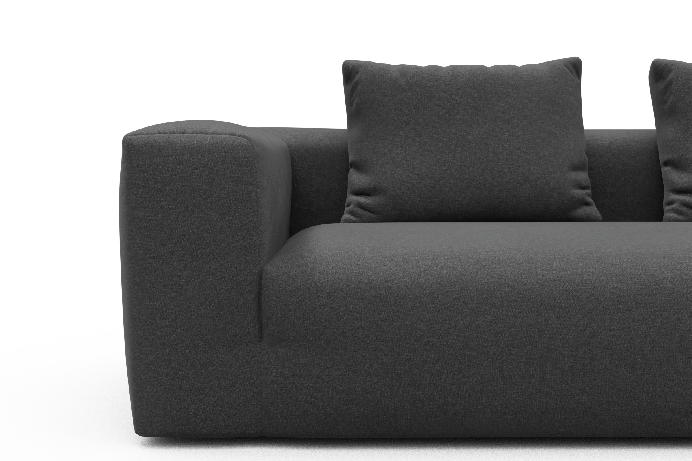 Wohnlandschaft Fred Chaiselongue rechts mit 2-Sitzer und lange Armlehne links Satya-Zinc