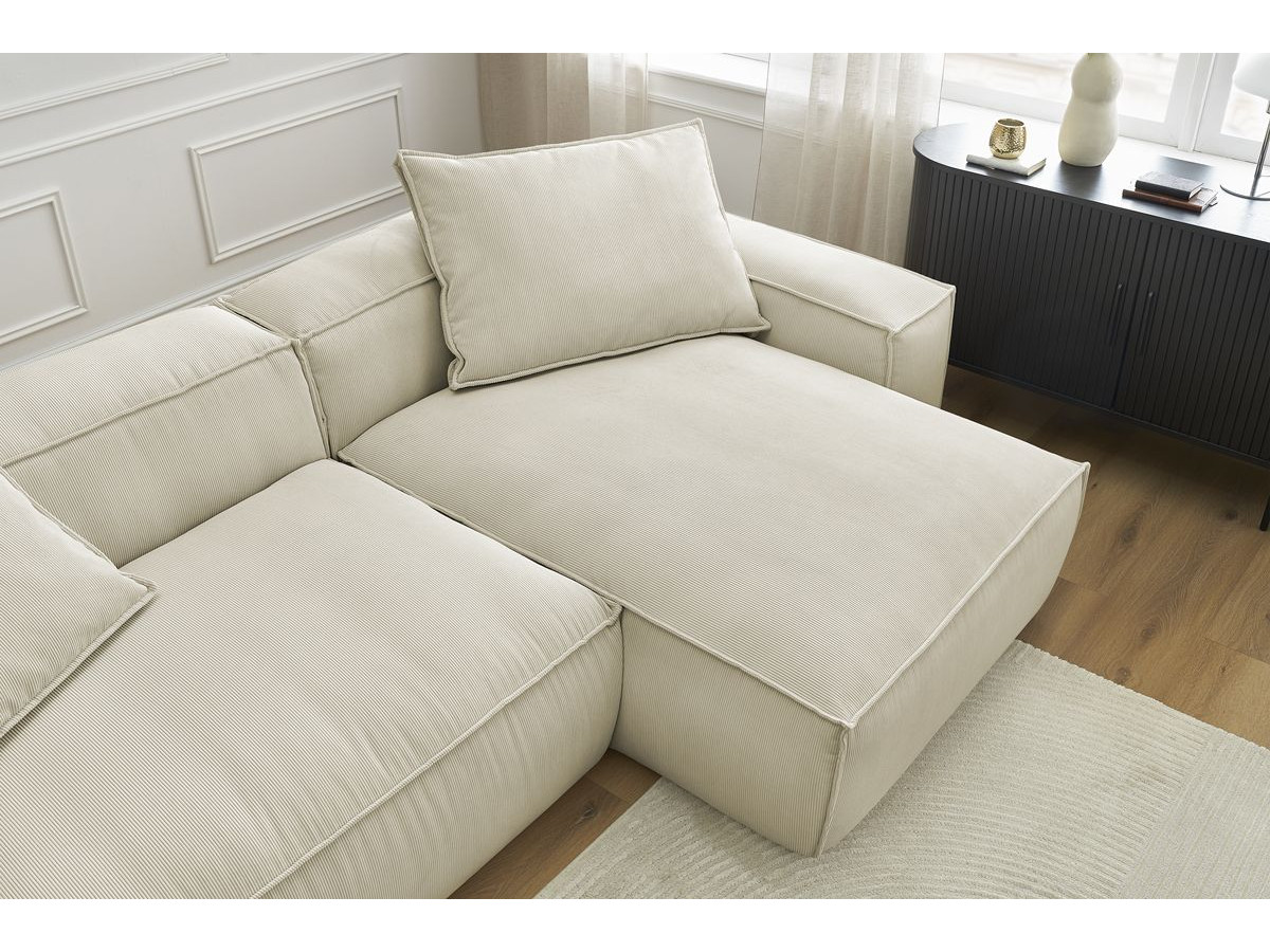 Bobochic Boheme Ecksofa, 3 Kissen Cordsamt Beige