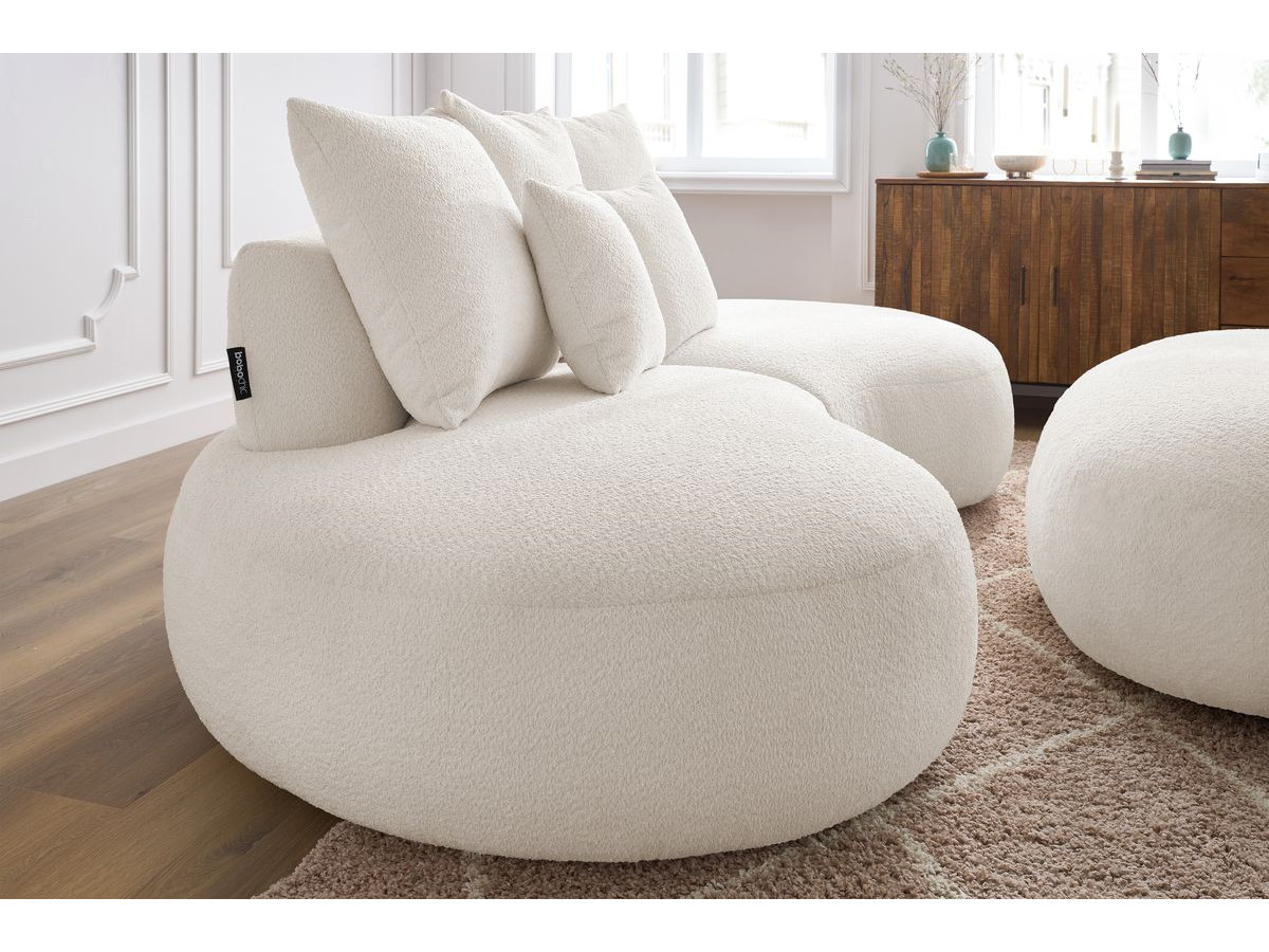 Bobochic Saint-germain Sofa 5-Sitzer mit Pouf Bouclé-Stoff Weiß