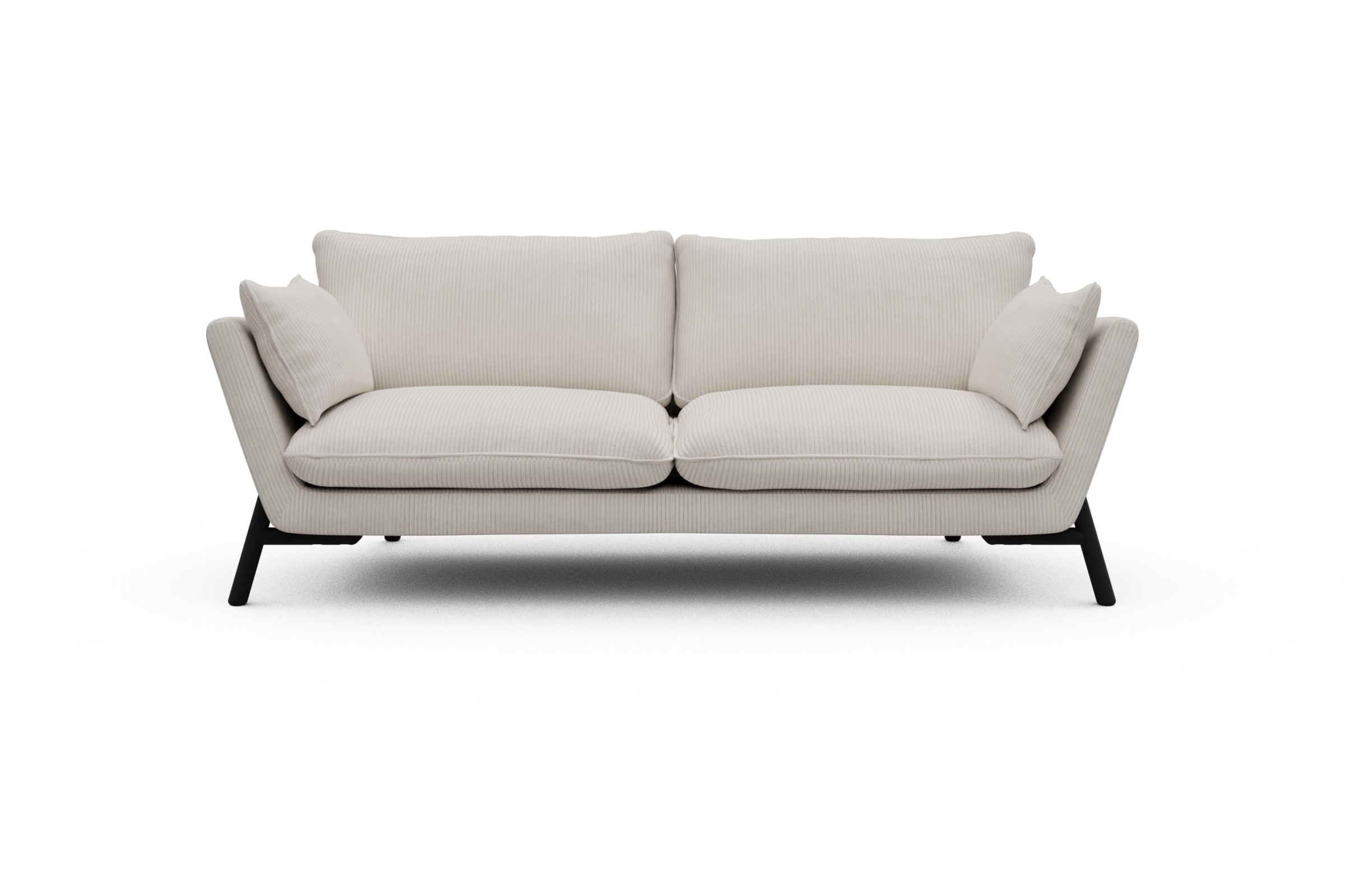 Skandi Home Sofa Emil 3-Sitzer Beinfarbe Eiche Schwarz Corduroy-Ivory moebelfaktor