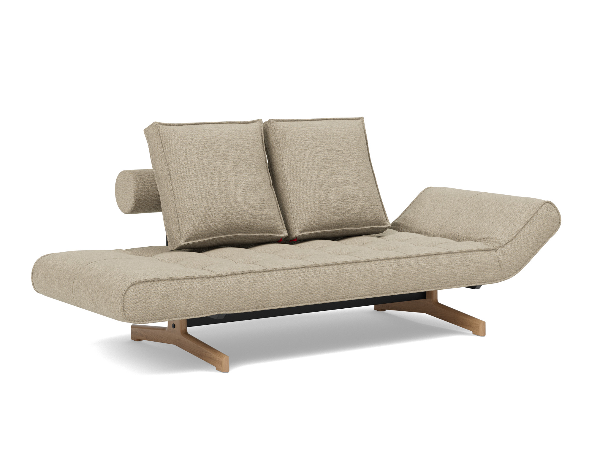 Tagesbett Ghia Strukturierter Stoff Taura 356-Sand Beine Eiche