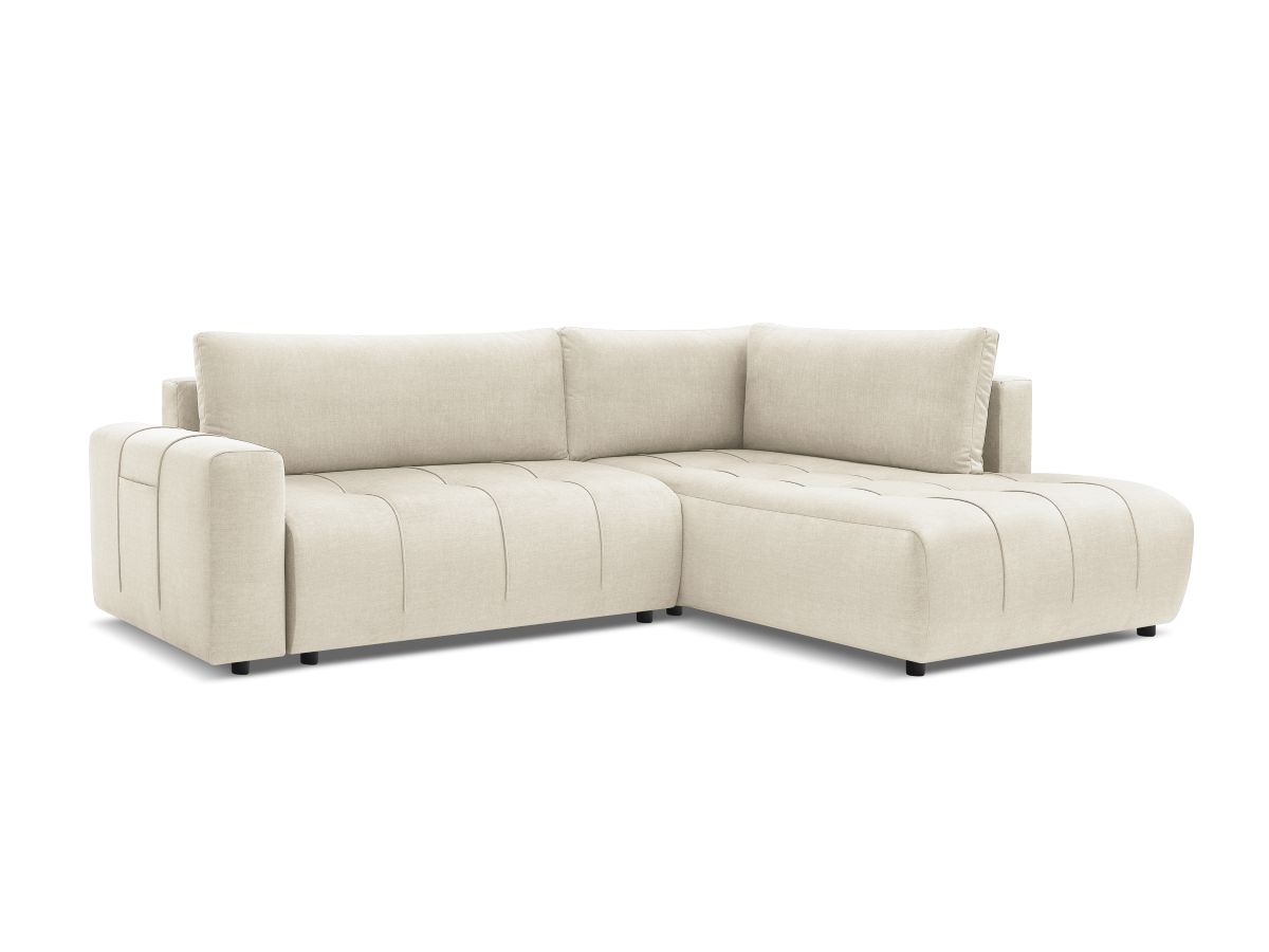 Bobochic Arsene Ecksofa mit Schlaffunktion und Bettkasten 277 × 200 cm Samt Beige Ecke rechts