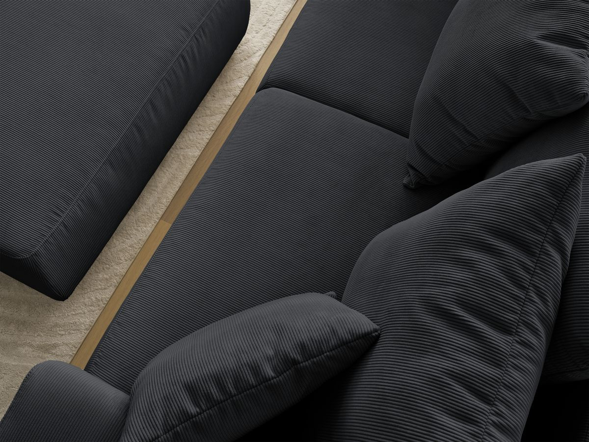 Bobochic Sidonie Sofa 4-Sitzer mit Pouf Cordsamt Schwarz