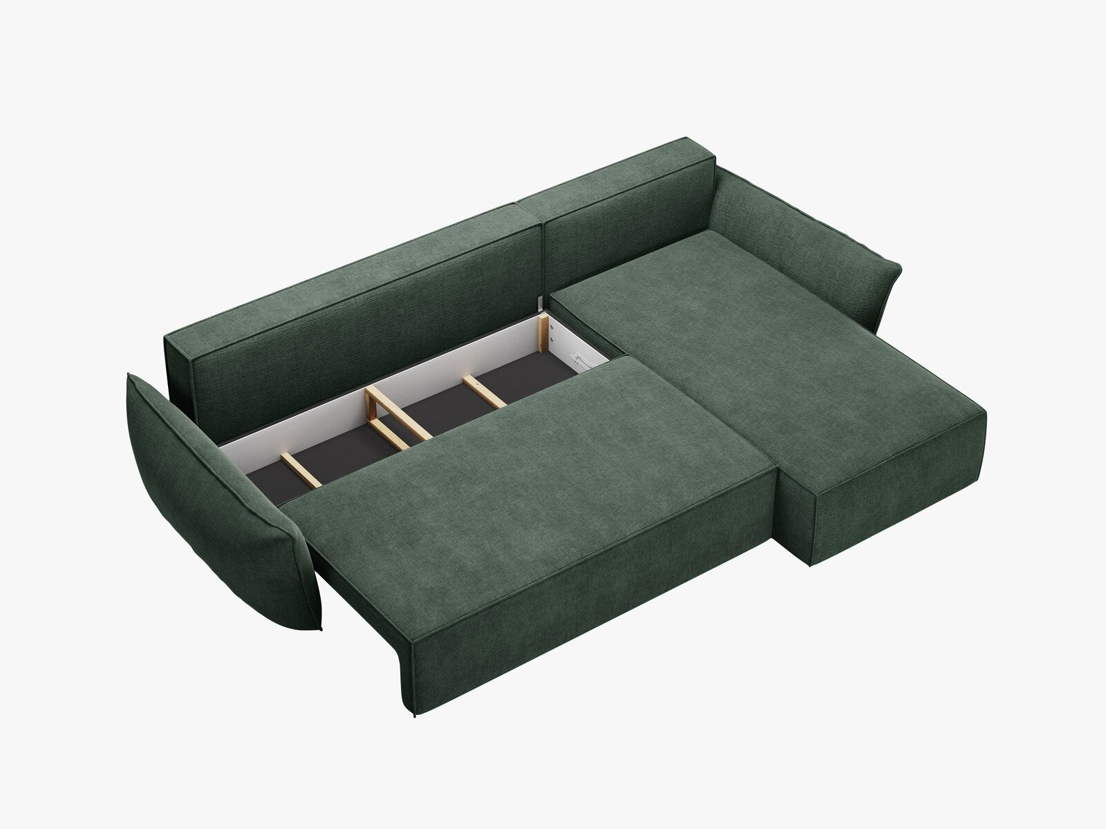 Micadoni Kaelle Ecksofa 4-Sitzer mit Schlaffunktion Rechts Chenille Over The Horizon Flaschengrün