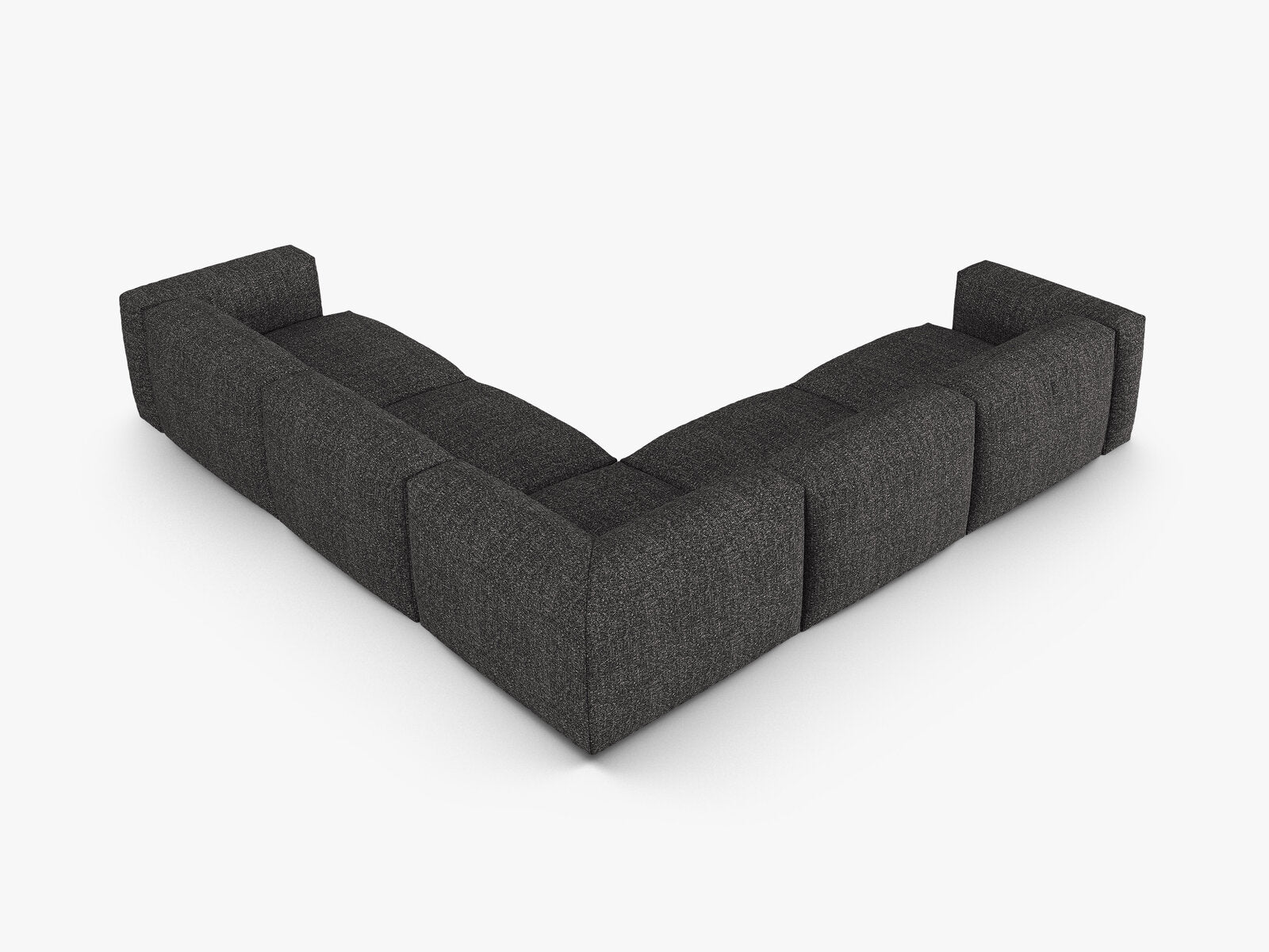 Micadoni modulares symmetrisches Ecksofa XL Martina 5-Sitzer 90cm Sitztiefe Boucle Monet Anthrazit