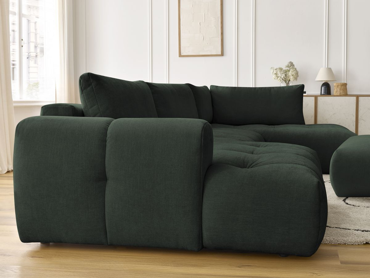 Bobochic Fuji Wohnlandschaft mit Pouf Stoff Grün Ecke links