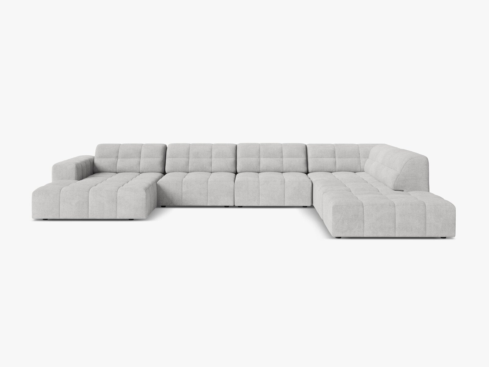 Micadoni Panorama Ecksofa Jennifer 7-Sitzer Rechts Chenille Eden Silber