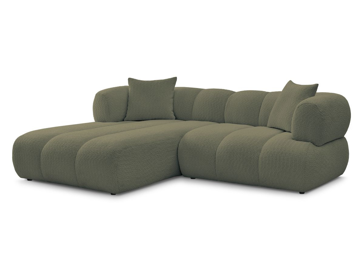 Bobochic Pamira Ecksofa Bouclé-Stoff Grün Ecke links