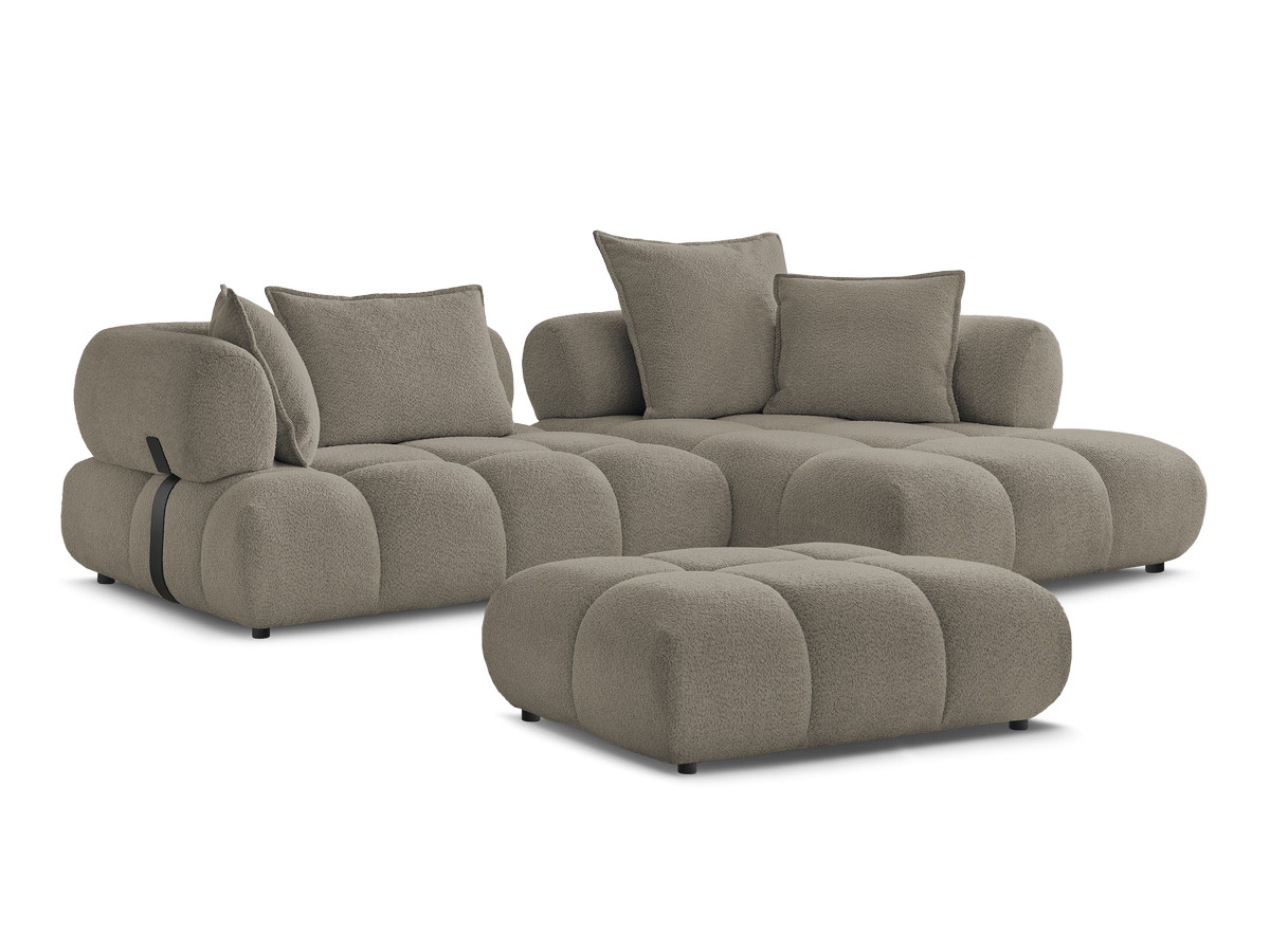 Bobochic Alya Ecksofa mit Pouf Bouclé-Stoff Taupe Ecke rechts