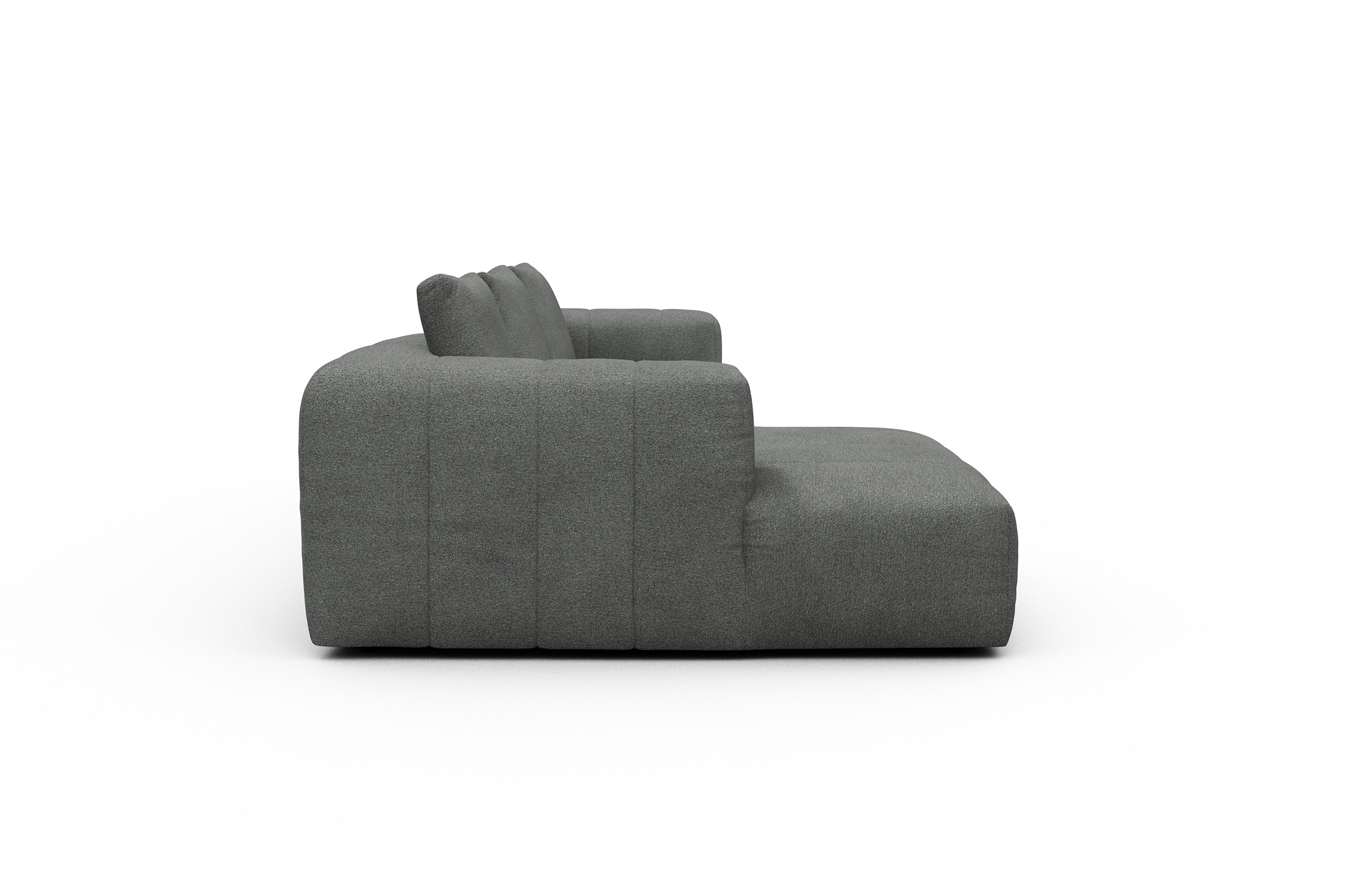 Ecksofa Hugo 2,5-Sitzer Armlehne rechts mit Chaiselongue Boucle-Ash-Grey