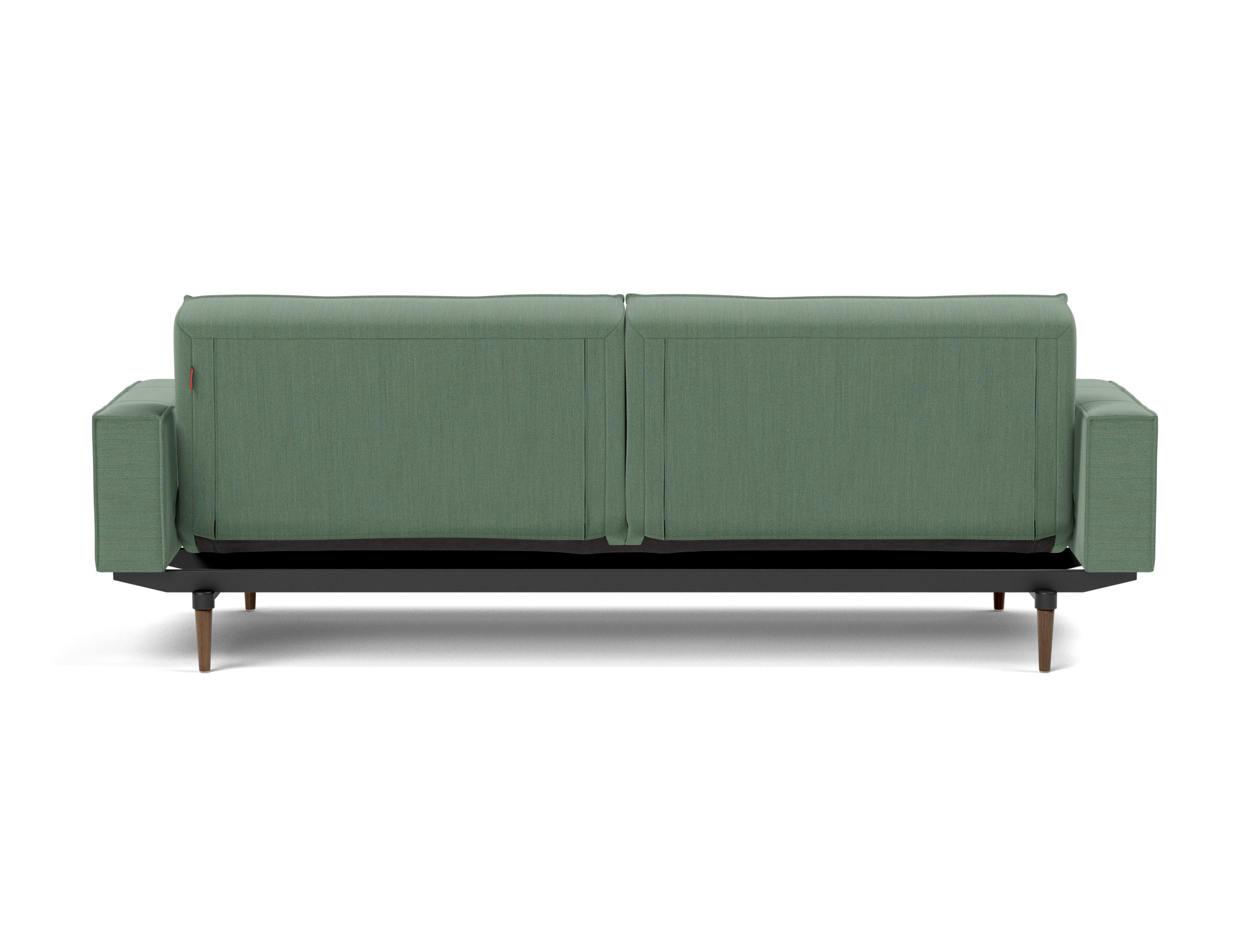 Schlafsofa Splitback mit Armlehnen Flachgewebe Elegance 518-Green Beine Styletto Eiche dunkel