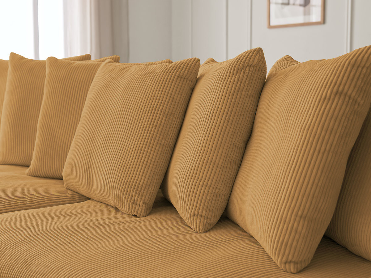 Bobochic Enore Ecksofa mit Pouf Cordsamt Gelb Ecke links
