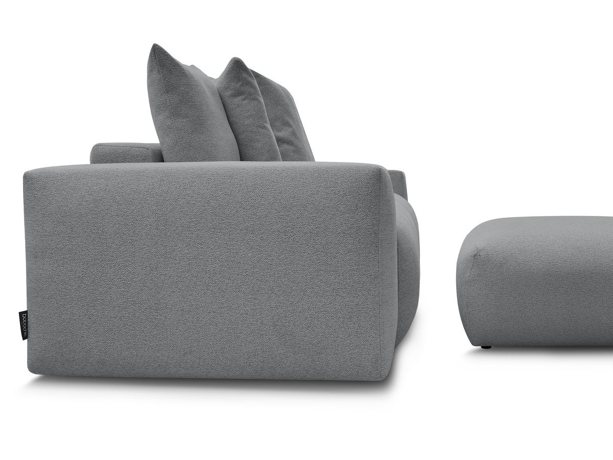 Bobochic Voltaire Schlafsofa 4-Sitzer mit Bettkasten und Pouf Melange-Stoff Dunkelgrau