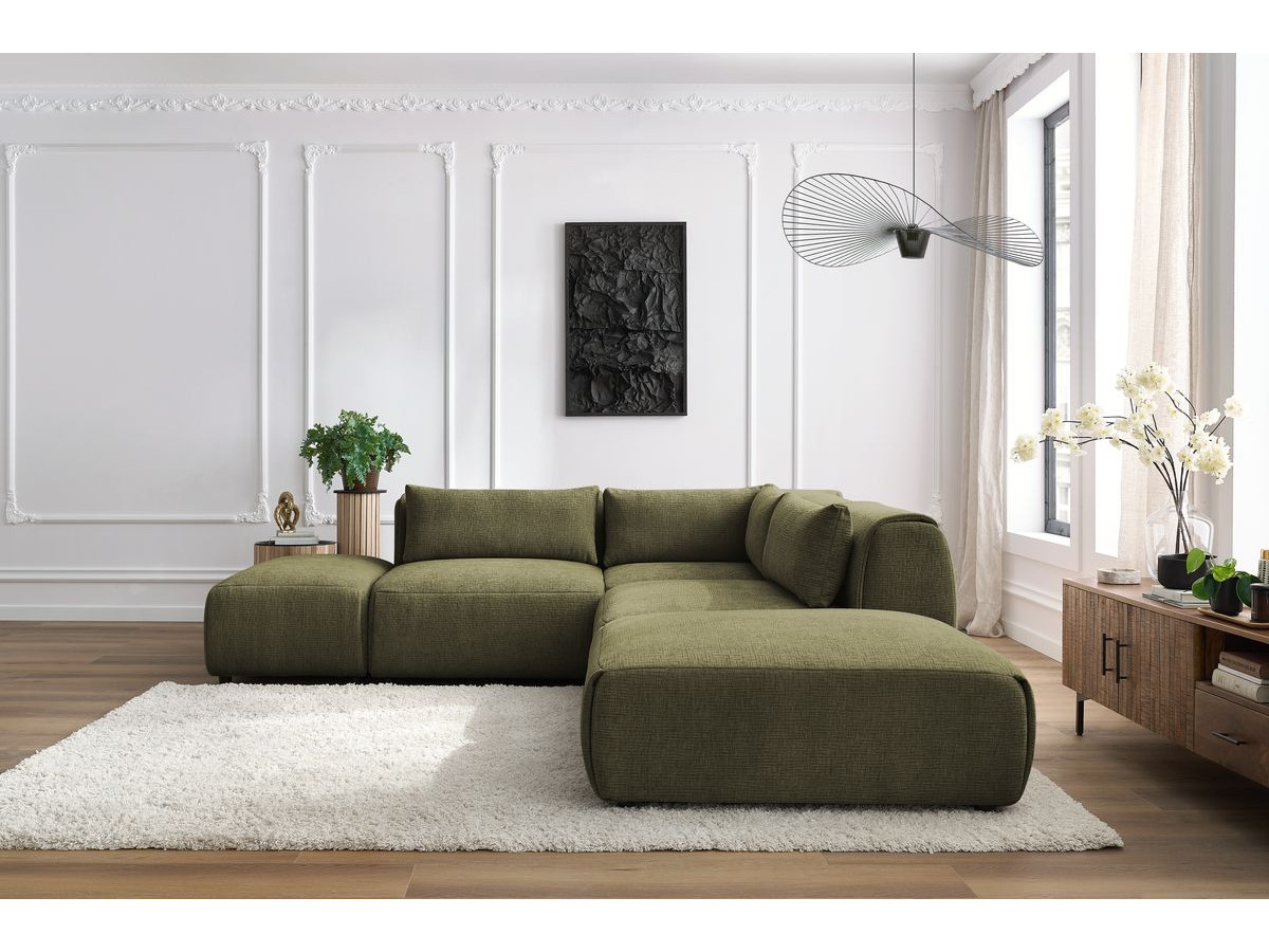 Bobochic Jeanne Ecksofa 271 × 300 cm Strukturstoff Grün