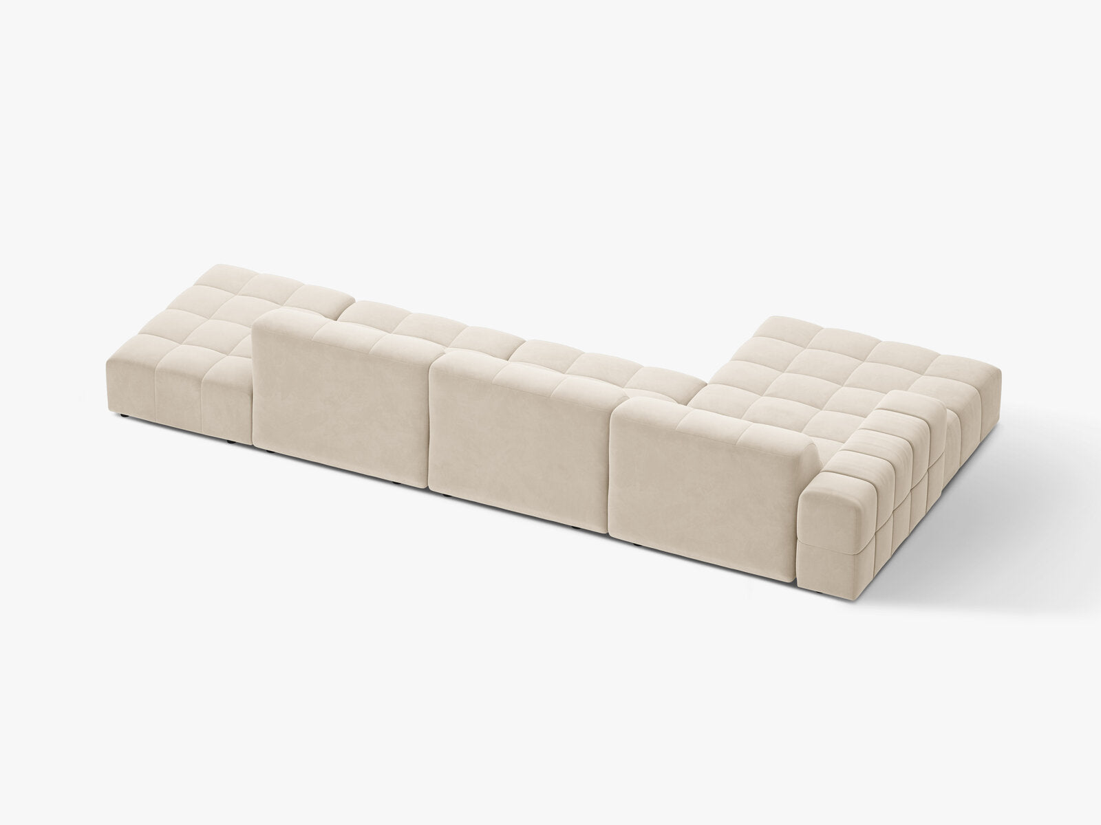 Micadoni Ecksofa Jennifer 5-Sitzer Links Samt Bluvel Helles Beige