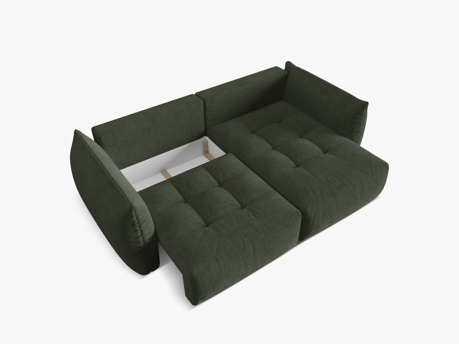 Micadoni Bloom Ecksofa 3-Sitzer mit Schlaffunktion Rechts Strukturierter Stoff Wind Moosgrün