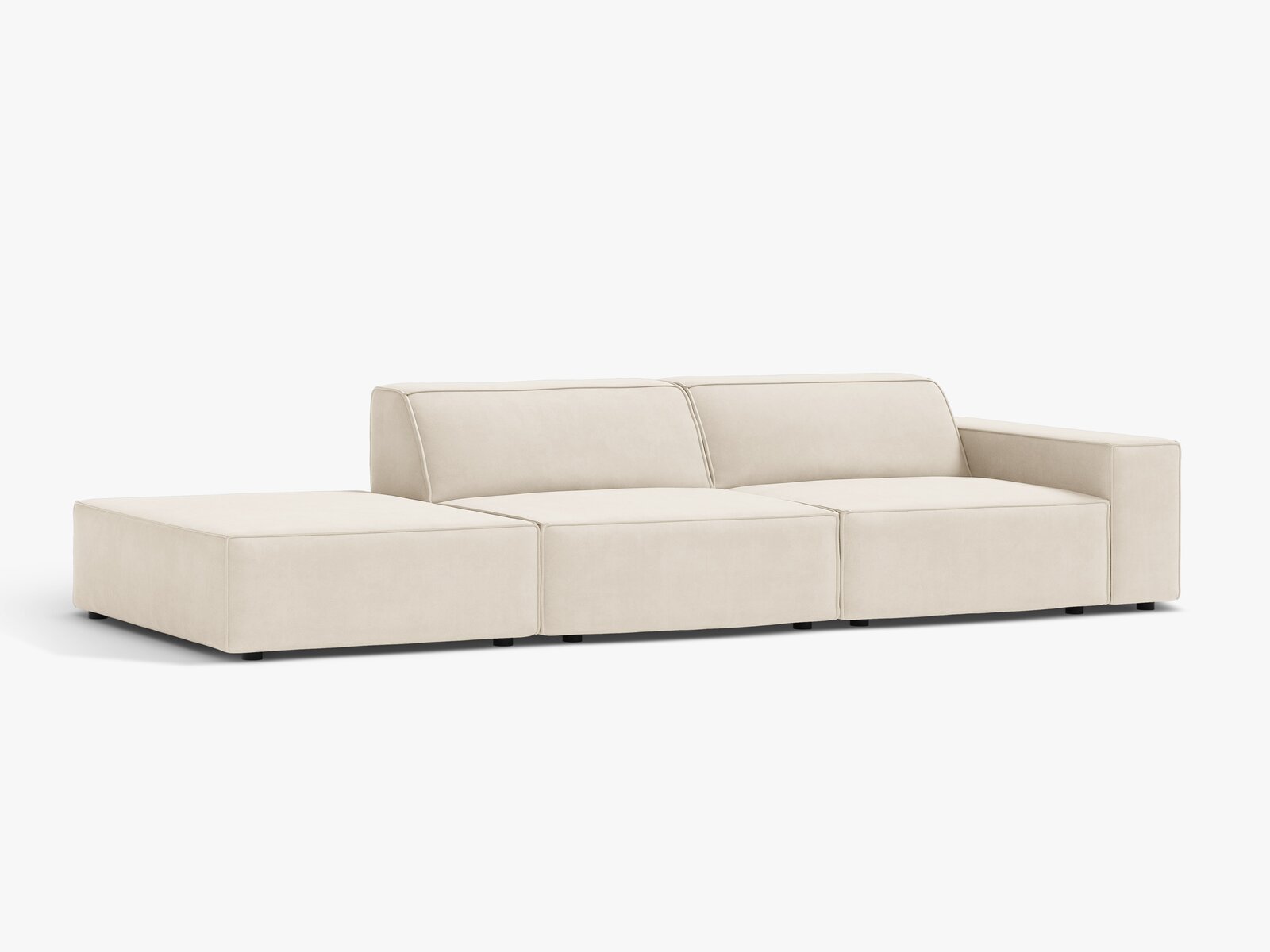 Micadoni Sofa Jodie 3-Sitzer Links Samt Bluvel Helles Beige