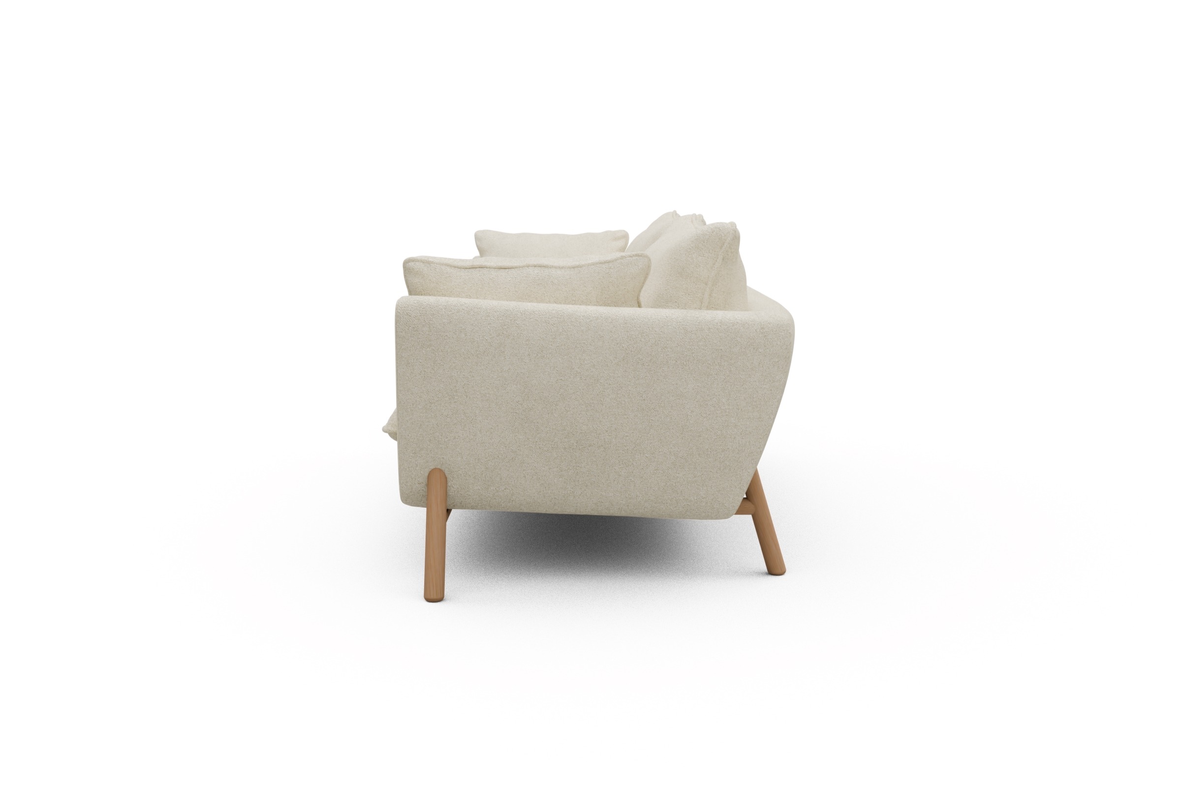 Sofa Emil PREMIUM 3-Sitzer Beinfarbe Eiche Natur Boucle-Off-White