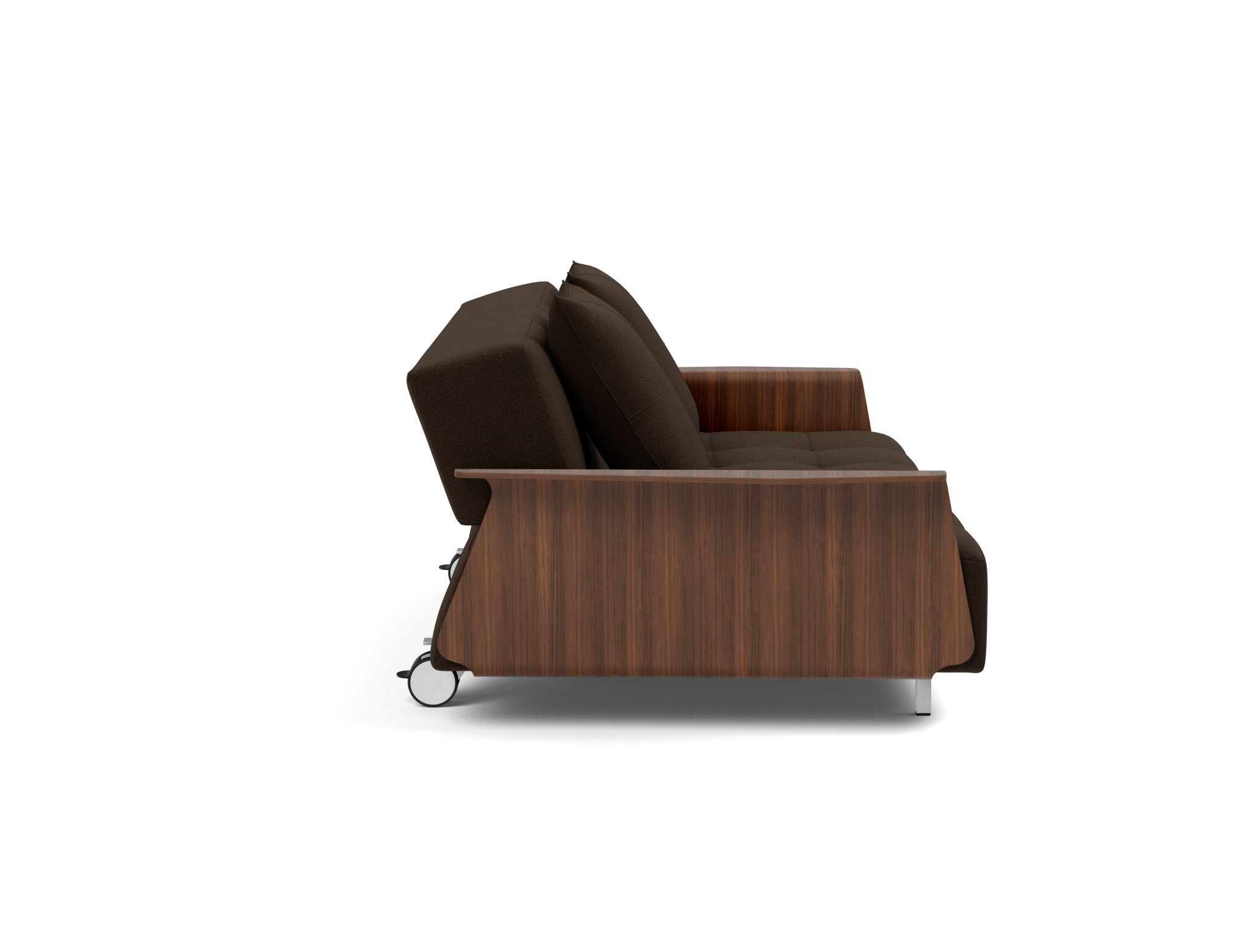 Schlafsofa Long Horn D.E.L. mit Armlehnen Strukturierter Stoff Taura 358-Chocco