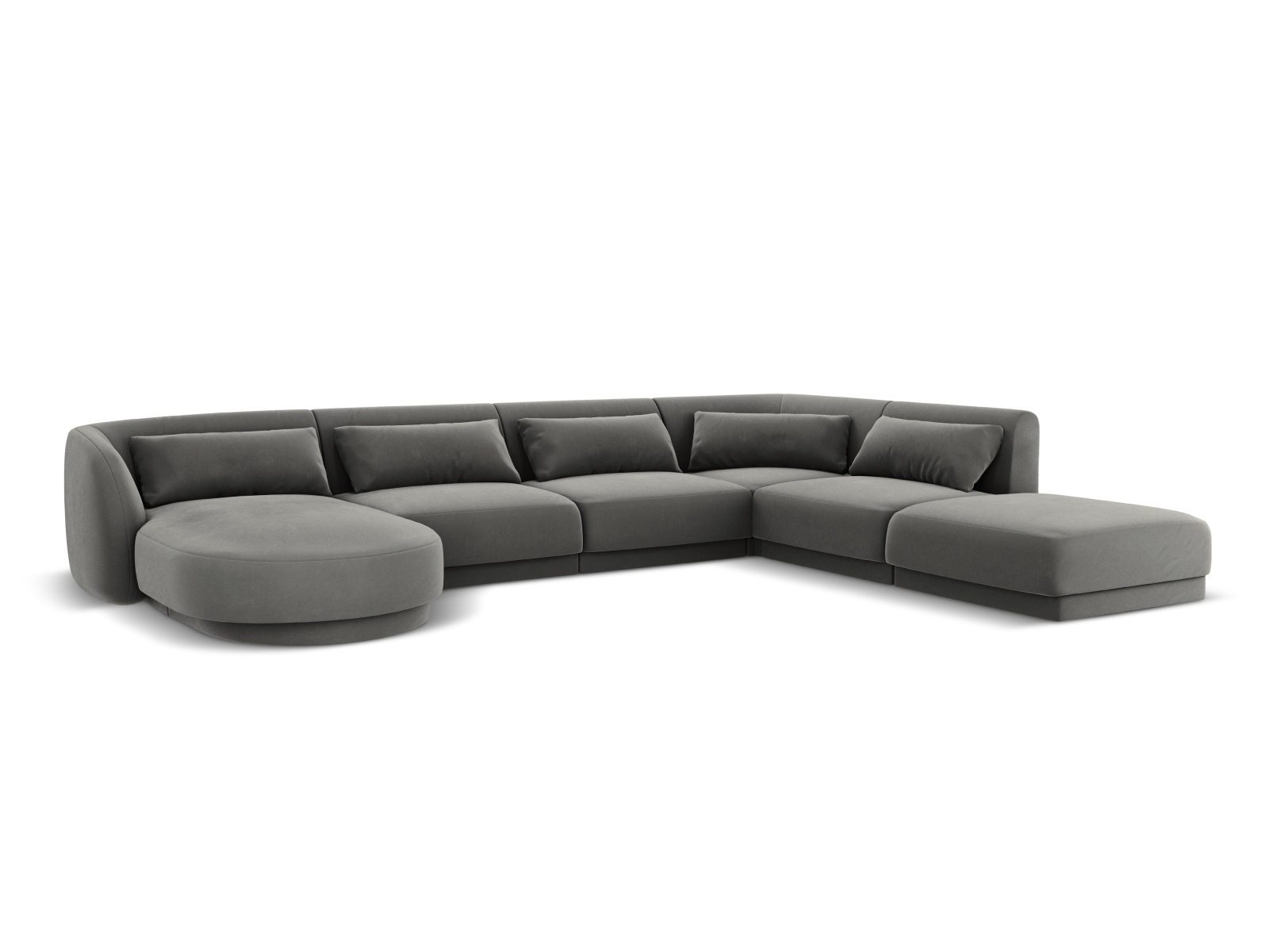 Cosmopolitan Design Panoramasofa Tulum 6-Sitzer Samt Bluvel Hellgrau Rechts